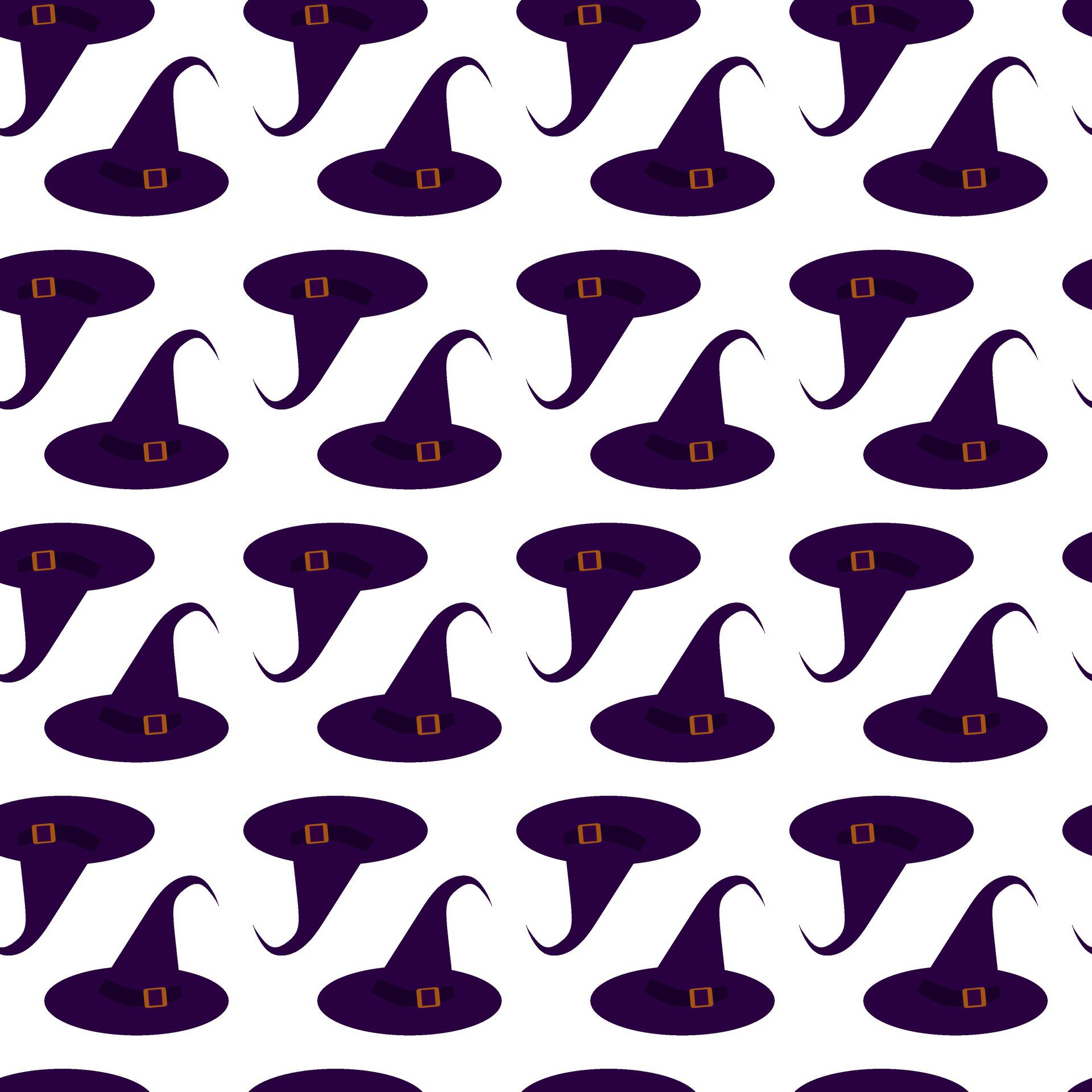 Purple witch hat with buckle. Seamless pattern. illustration. Free Vector