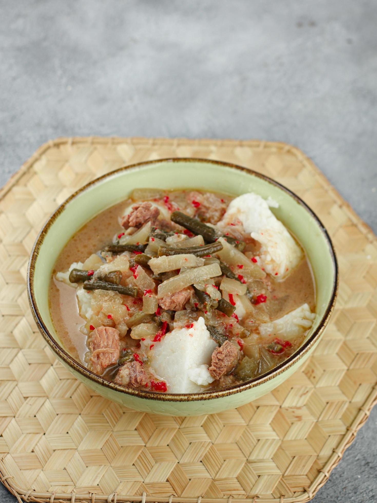 Ketupat with beef pumpkin, Indonesian traditional food Stock Free