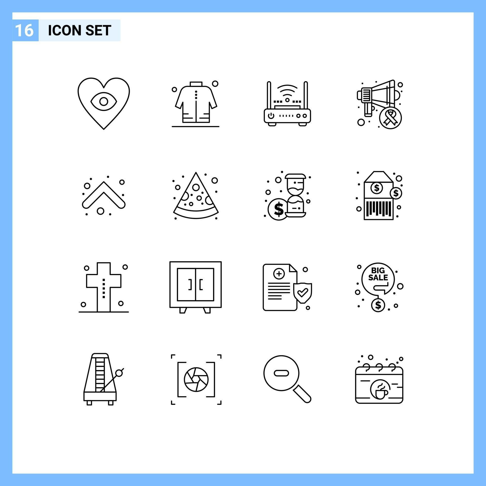 Universal Icon Symbols Group of 16 Modern Outlines of arrow cancer day router awareness modem Editable Vector Design Elements Stock Free