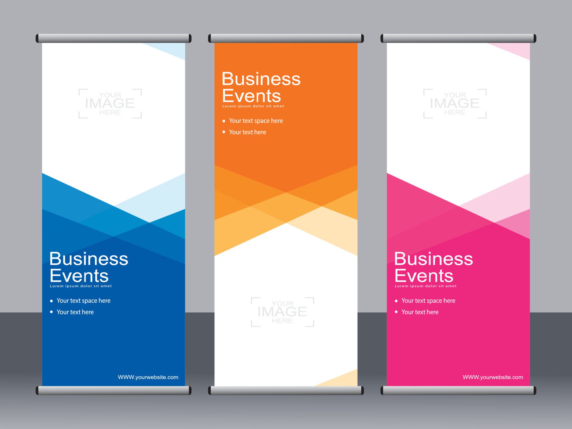 Business banner roll up set standee banner template. Free Vector