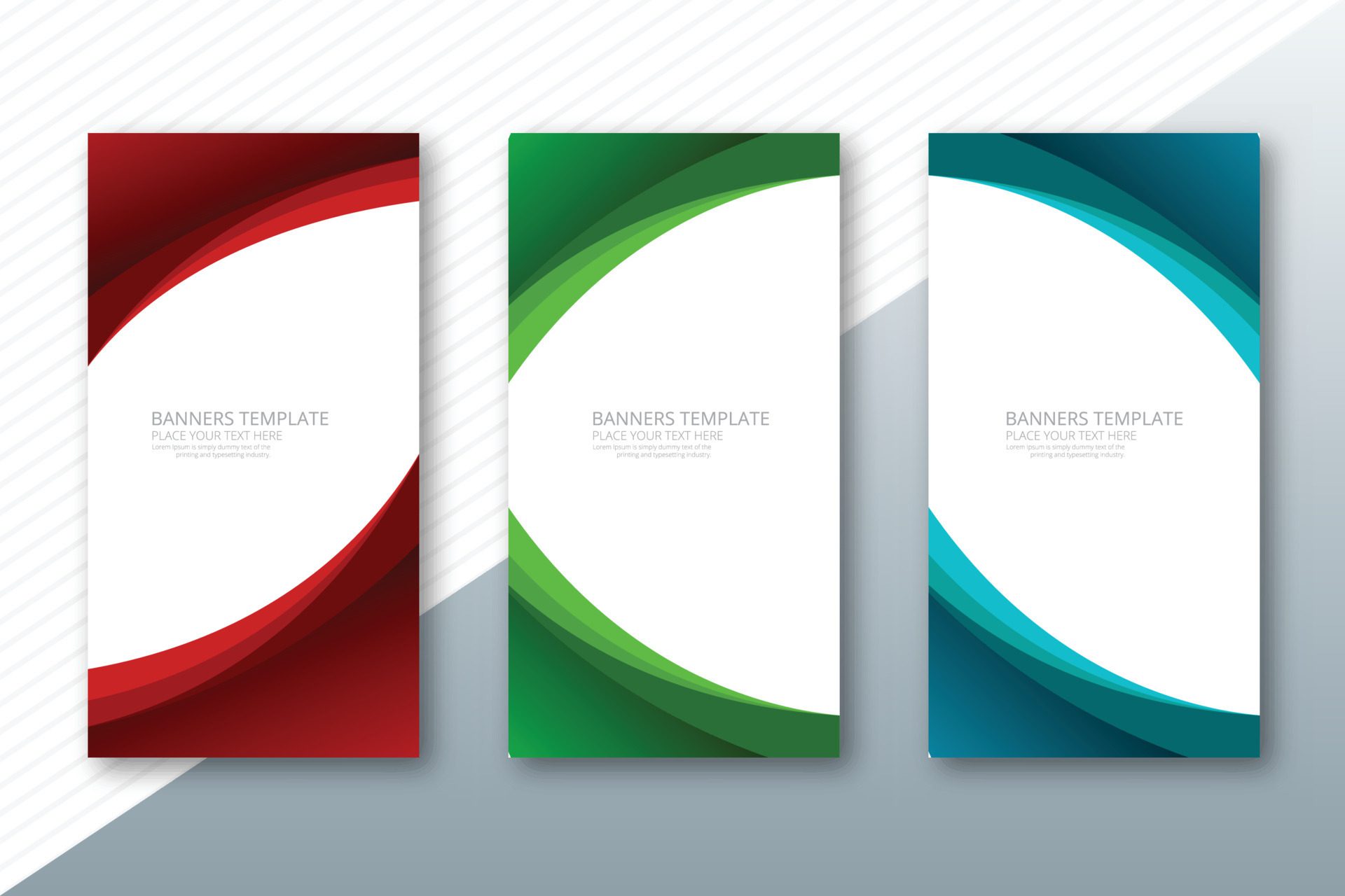 Abstract flowing colorful wave banners set design Free Vector and Free SVG