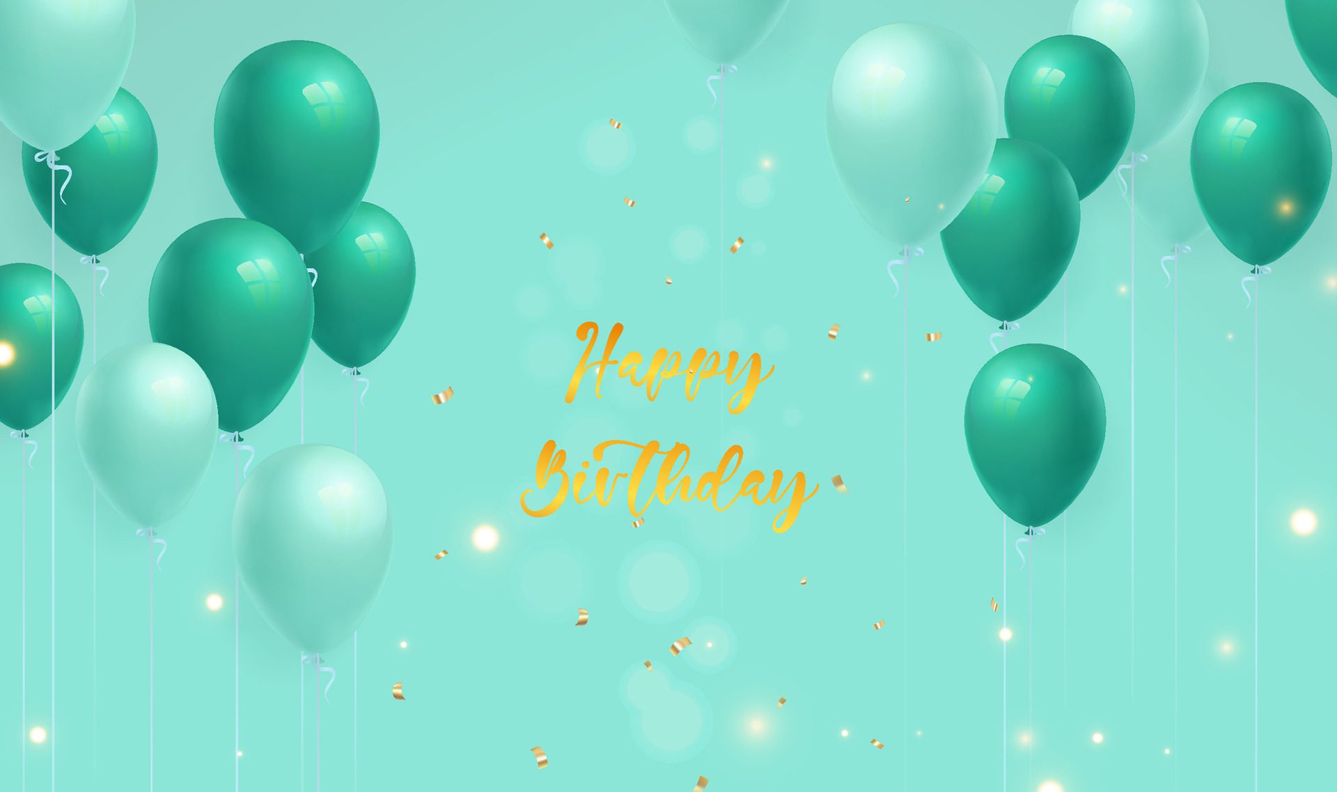 Elegant Happy Birthday party celebration card banner template with green balloons Free Vector