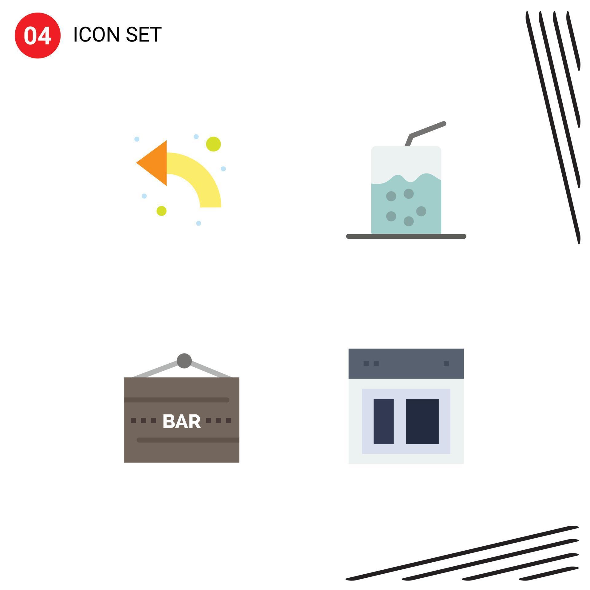 Modern Set of 4 Flat Icons Pictograph of arrow bar sign left drink entertainment Editable Vector Design Elements Stock Free