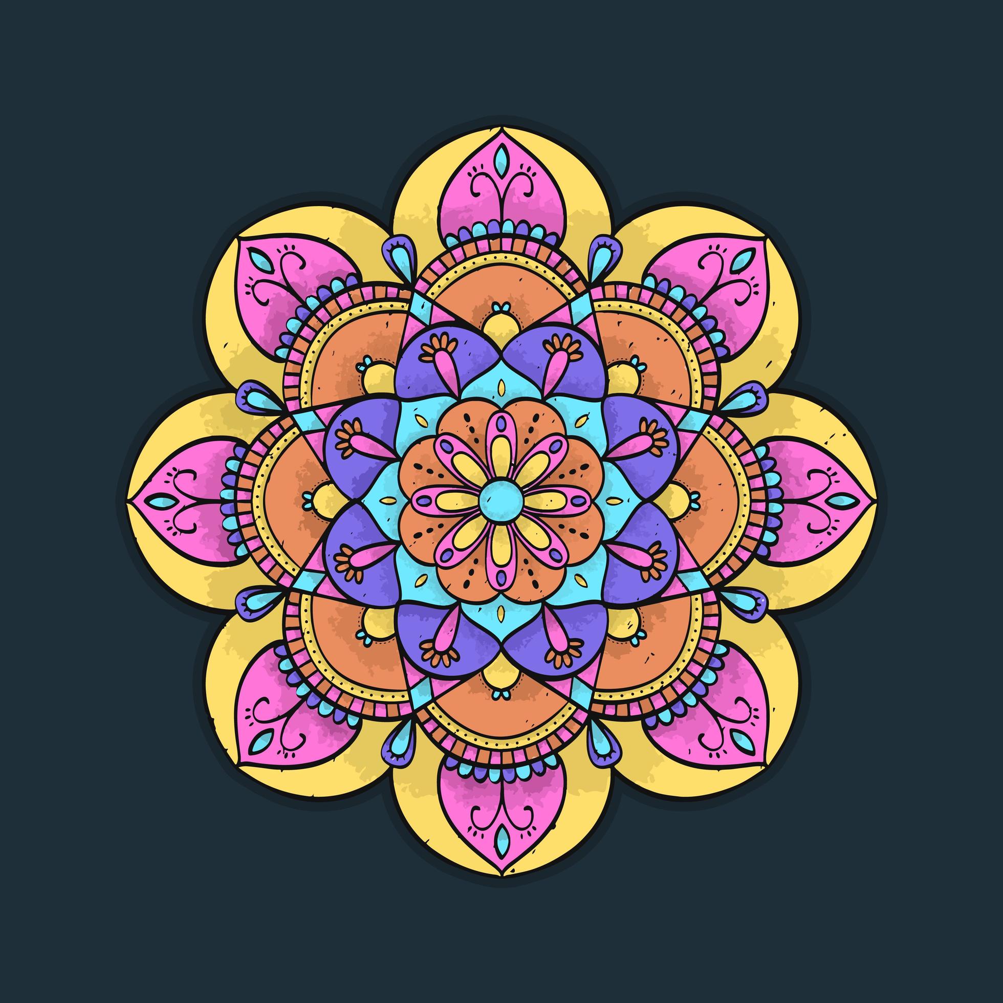 Colorful mandala flower design Stock Free