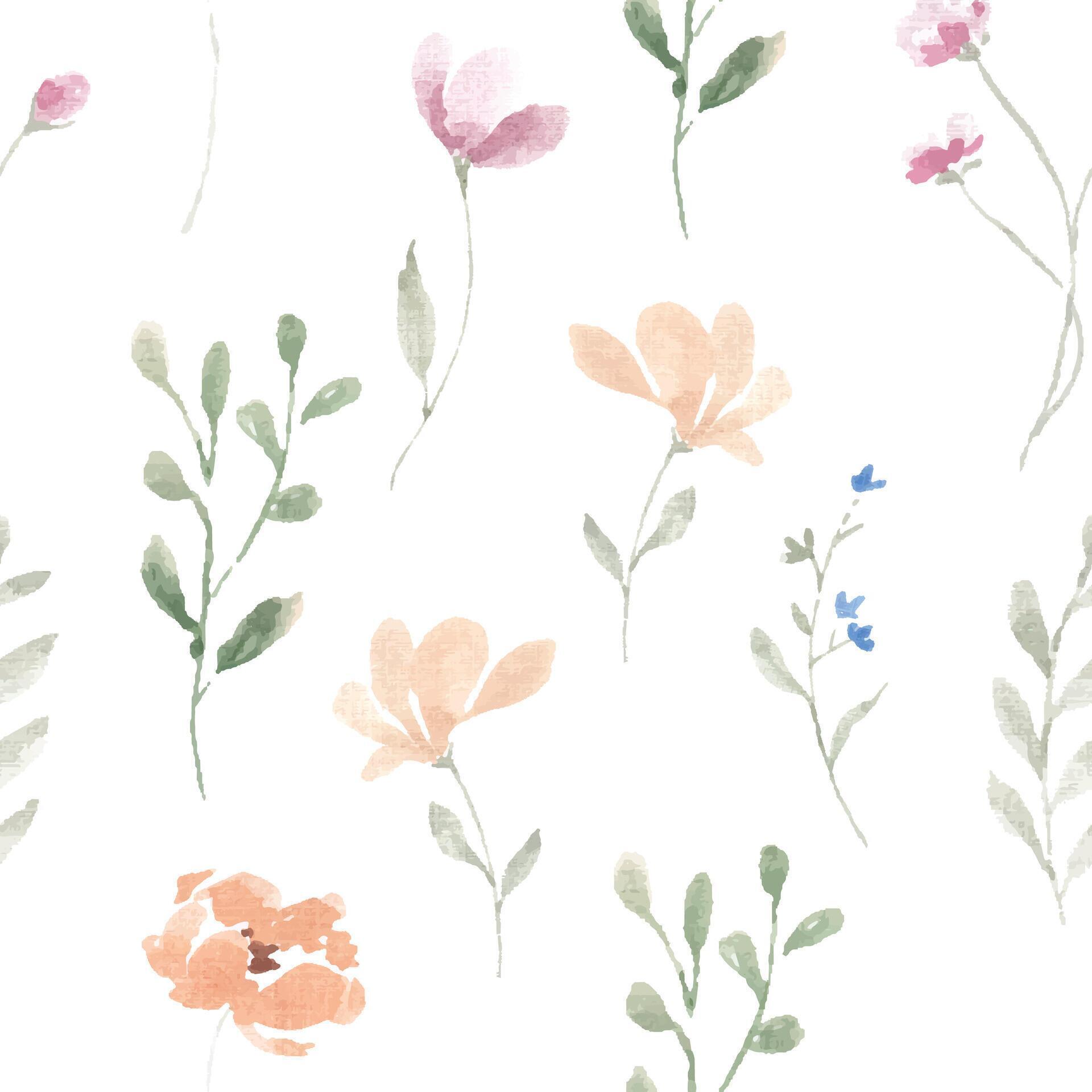 Pink and Yellow Wild Watercolor Flower Seamless Pattern Stock Free