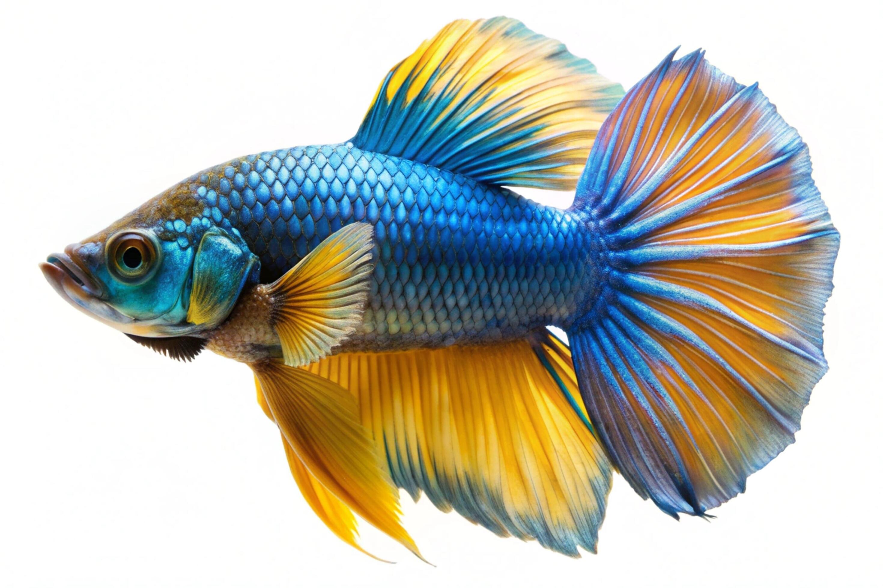 Blue ornamental fish isolated on white background Stock Free