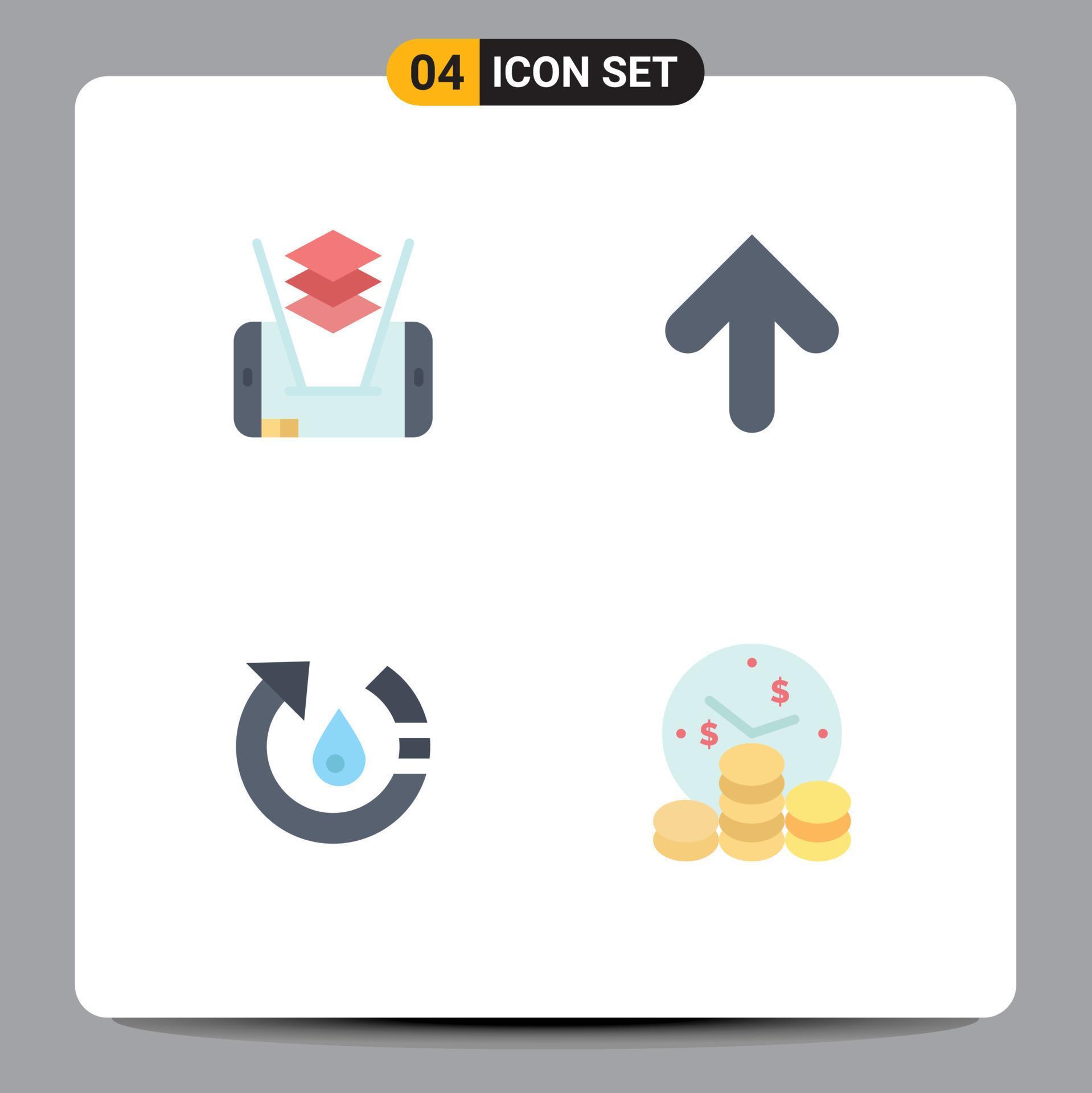 Set of 4 Modern UI Icons Symbols Signs for mobile environment arrow upload recycle Editable Vector Design Elements Stock Free and Free SVG