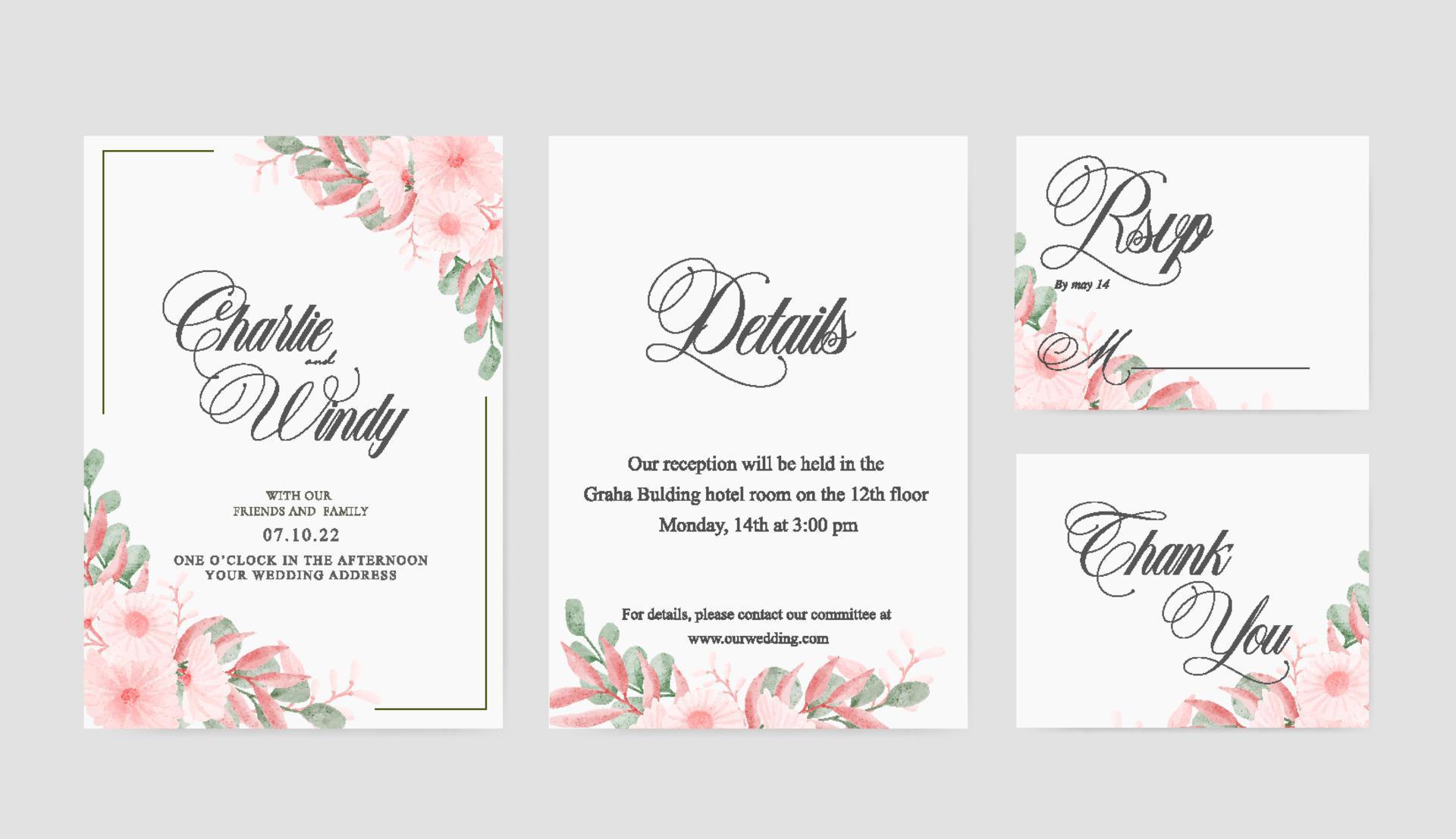 Soft pink flower arrangement print wedding invitation Stock Free