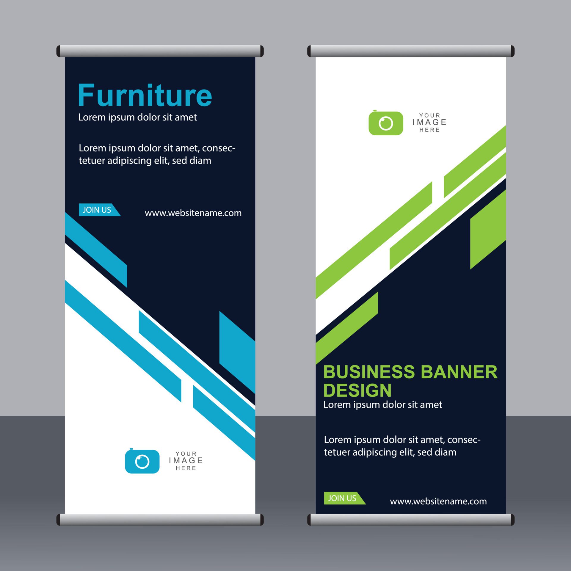 Business banner roll up set standee banner template. Free Vector