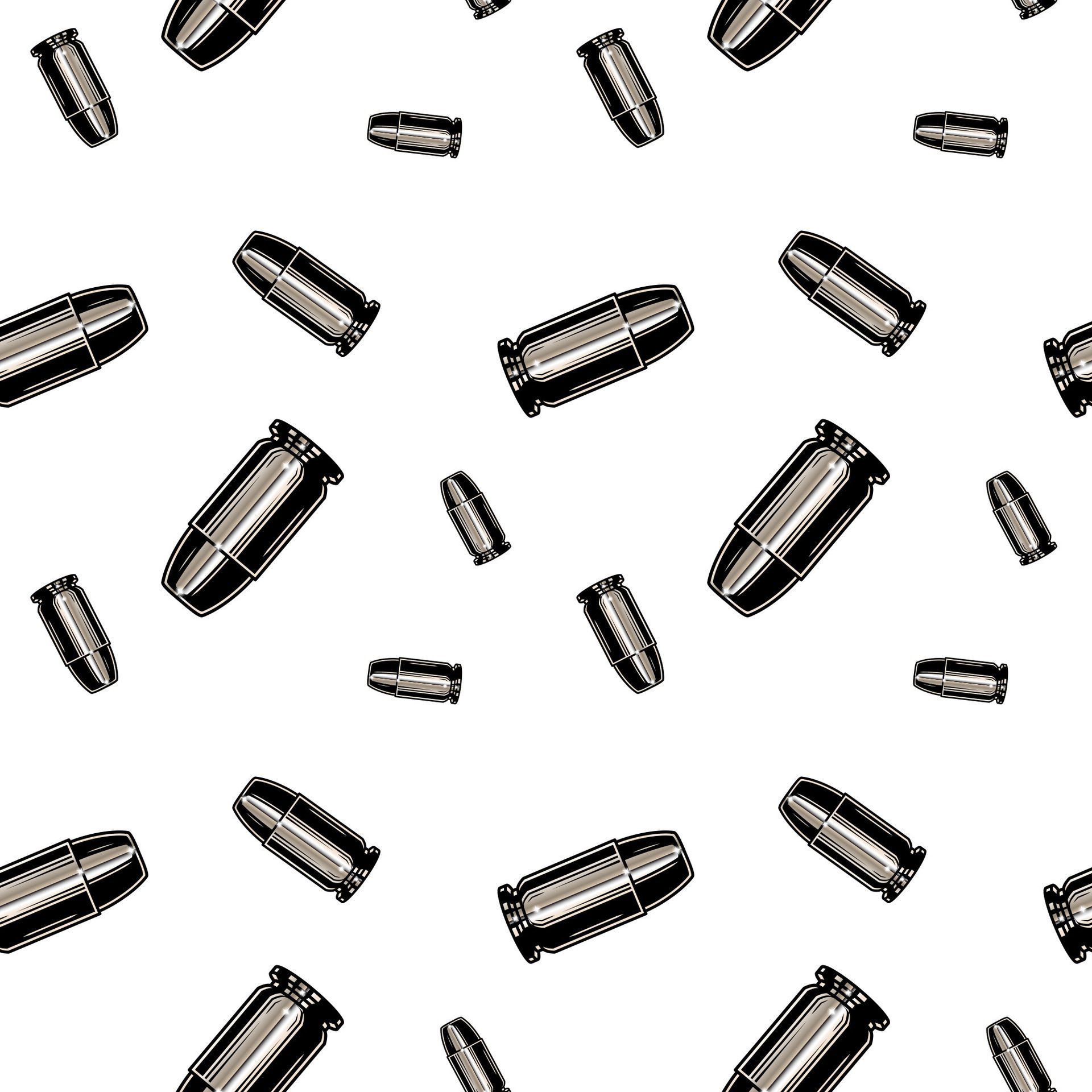 Metallic chrome bullets pattern. Repeated seamless background texture. Free Vector