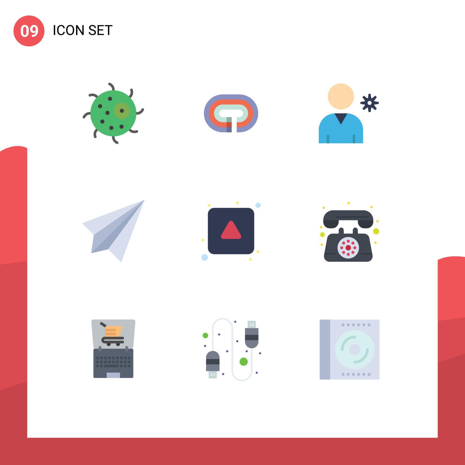 Universal Icon Symbols Group of 9 Modern Flat Colors of arrow send controls receive contact Editable Vector Design Elements Stock Free