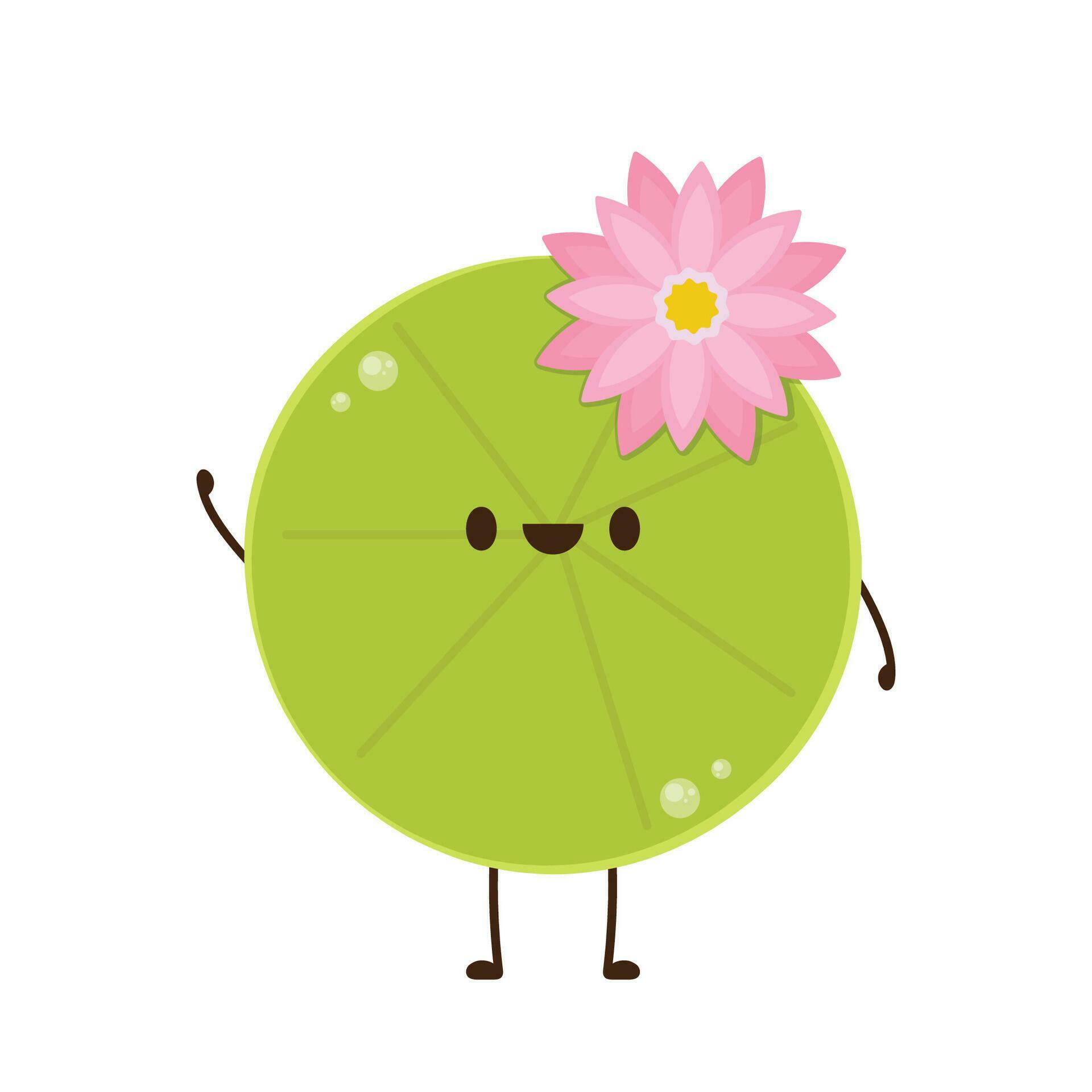 Lily pad character design. Lotus flower. Stock Free