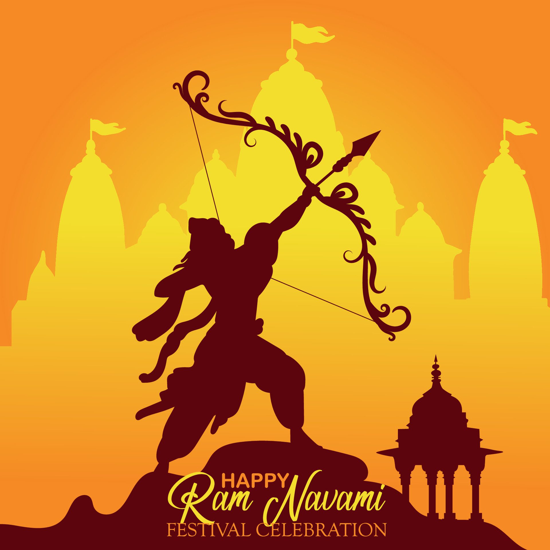 Happy Ram Navami cultural Banner Hindu festival vertical post wishes celebration card Ram Navami celebration background Free Vector