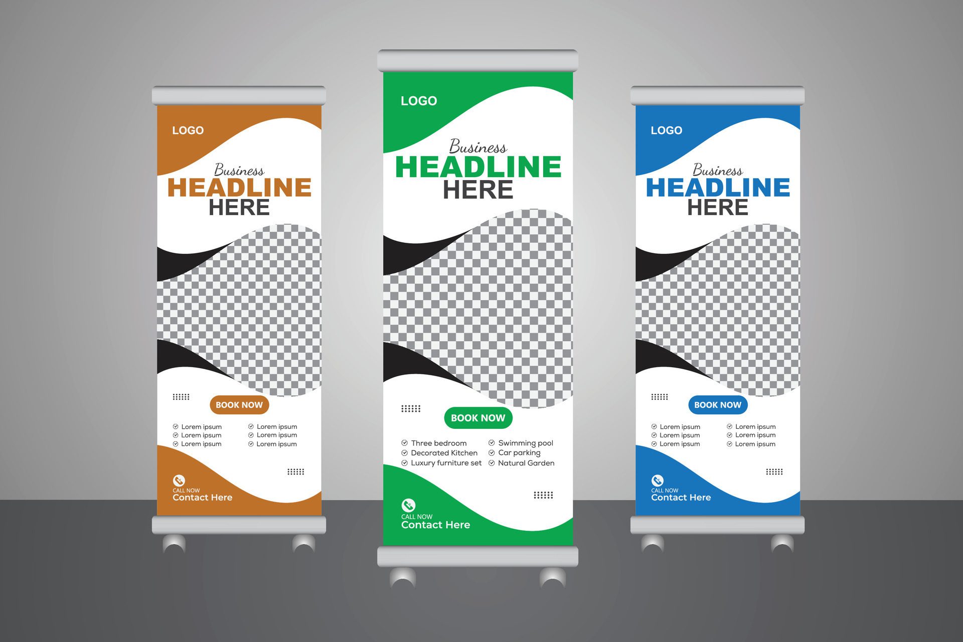 Creative Innovative roll up banner editable business template setup, abstract template layout Free Vector