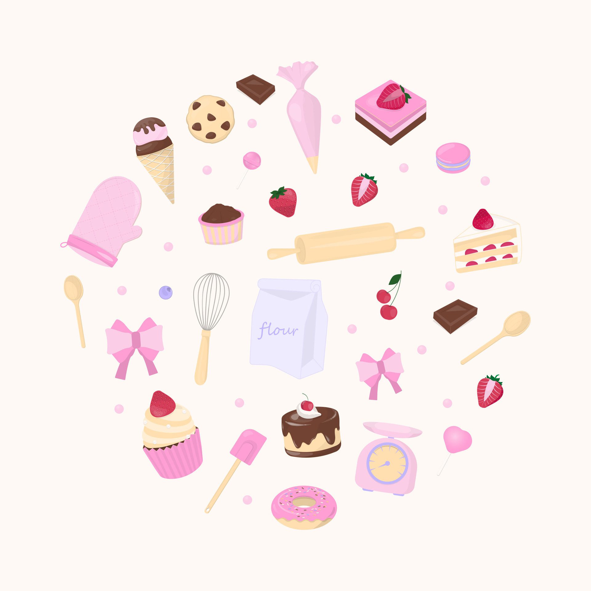 Sweet bakery and kitchen utensils banner Free Vector