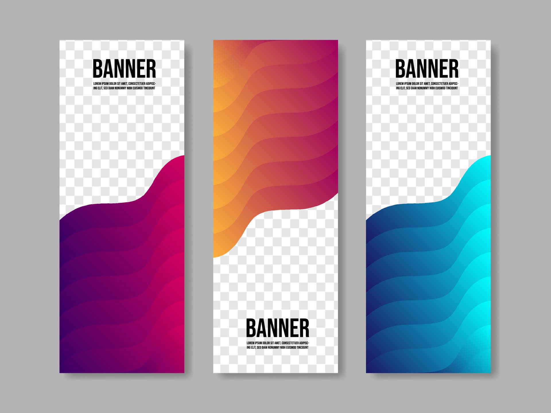 gradient vertical banner collection wave shape Free Vector