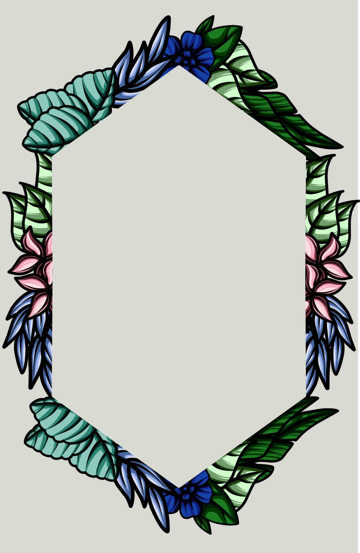 frame the border with an arrangement of leaves and flowers Stock Free