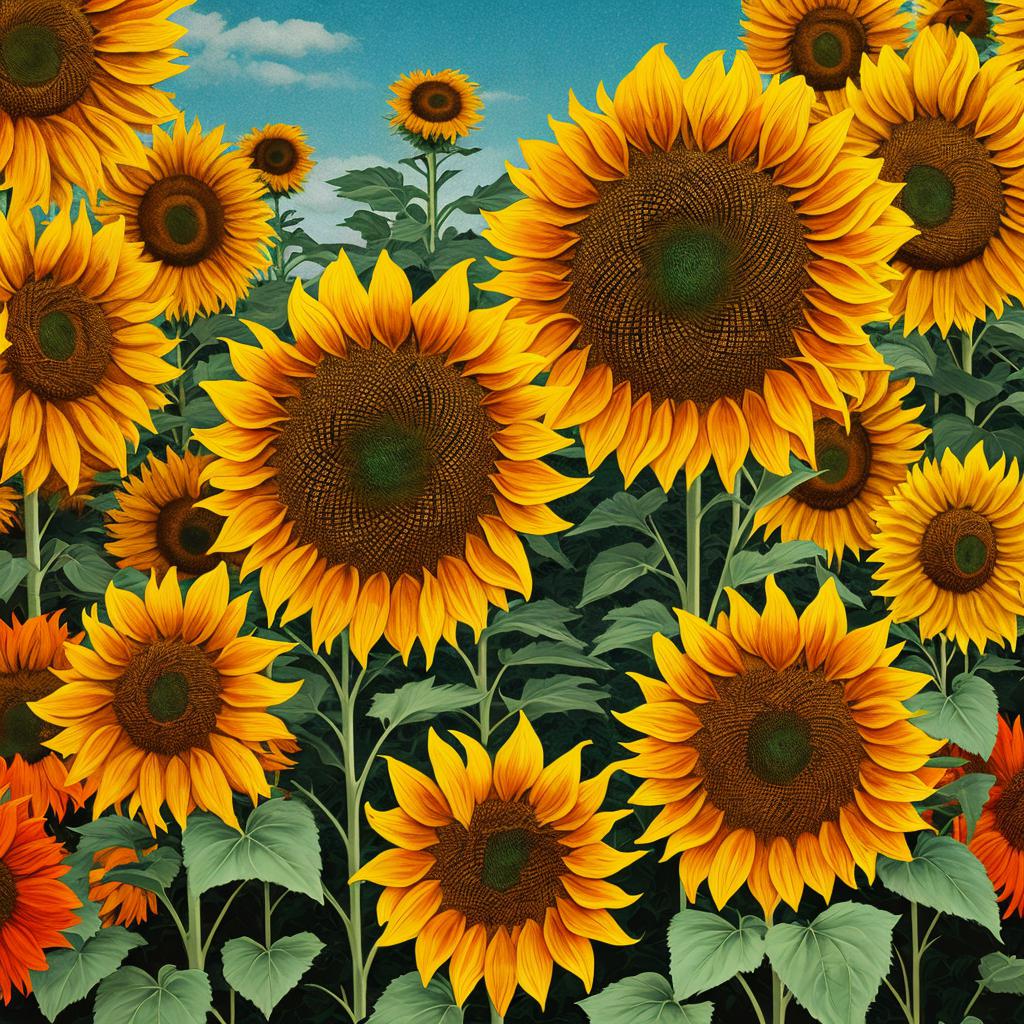 Retro Sunflowers by @vsbfbdzc by @ai_generated