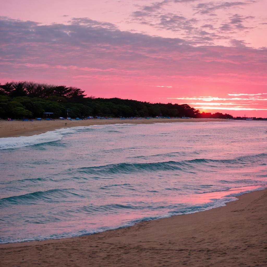 Orchard beach, Bronx. Pink by @ai_generated