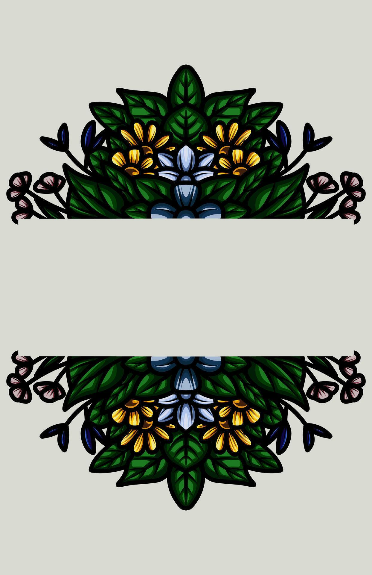 frame the border with an arrangement of leaves and flowers Stock Free