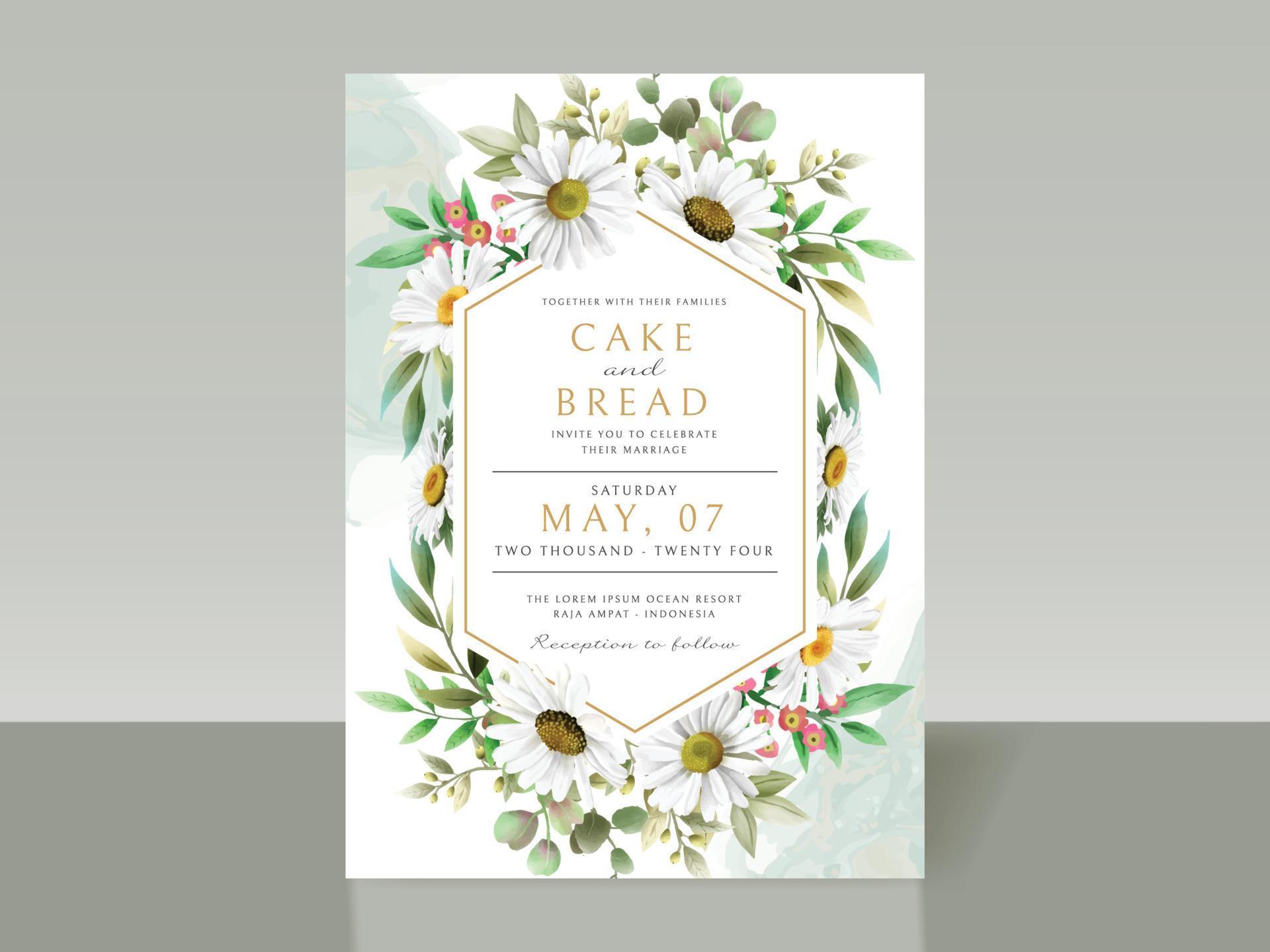 Beautiful white flower wedding invitation card set Stock Free