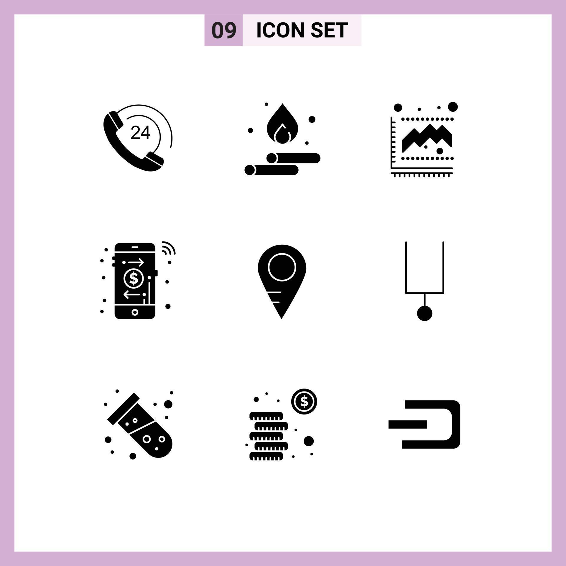 Set of 9 Modern UI Icons Symbols Signs for school map diagram payment arrow Editable Vector Design Elements Stock Free