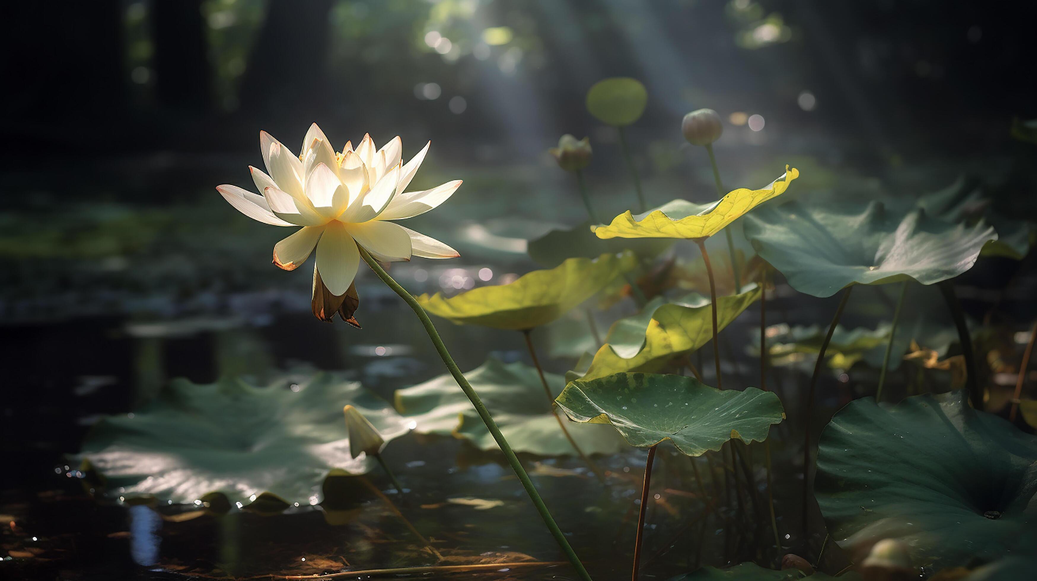 Lotus flower, A single lotus flower shining in the sun, Stock Free