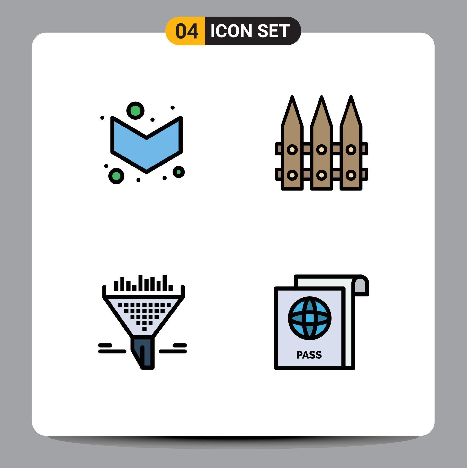 Set of 4 Commercial Filledline Flat Colors pack for arrow funnel fence spring document Editable Vector Design Elements Stock Free and Free SVG