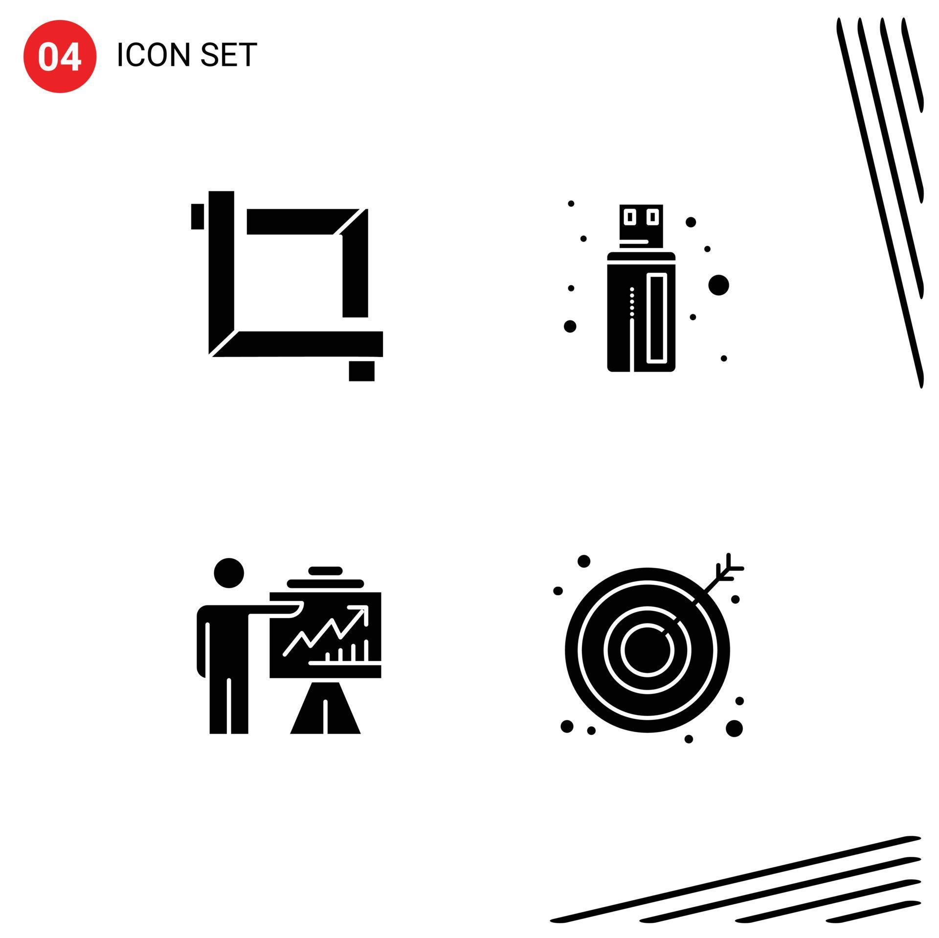 Group of 4 Solid Glyphs Signs and Symbols for crop efforts cable arrow arrow Editable Vector Design Elements Stock Free