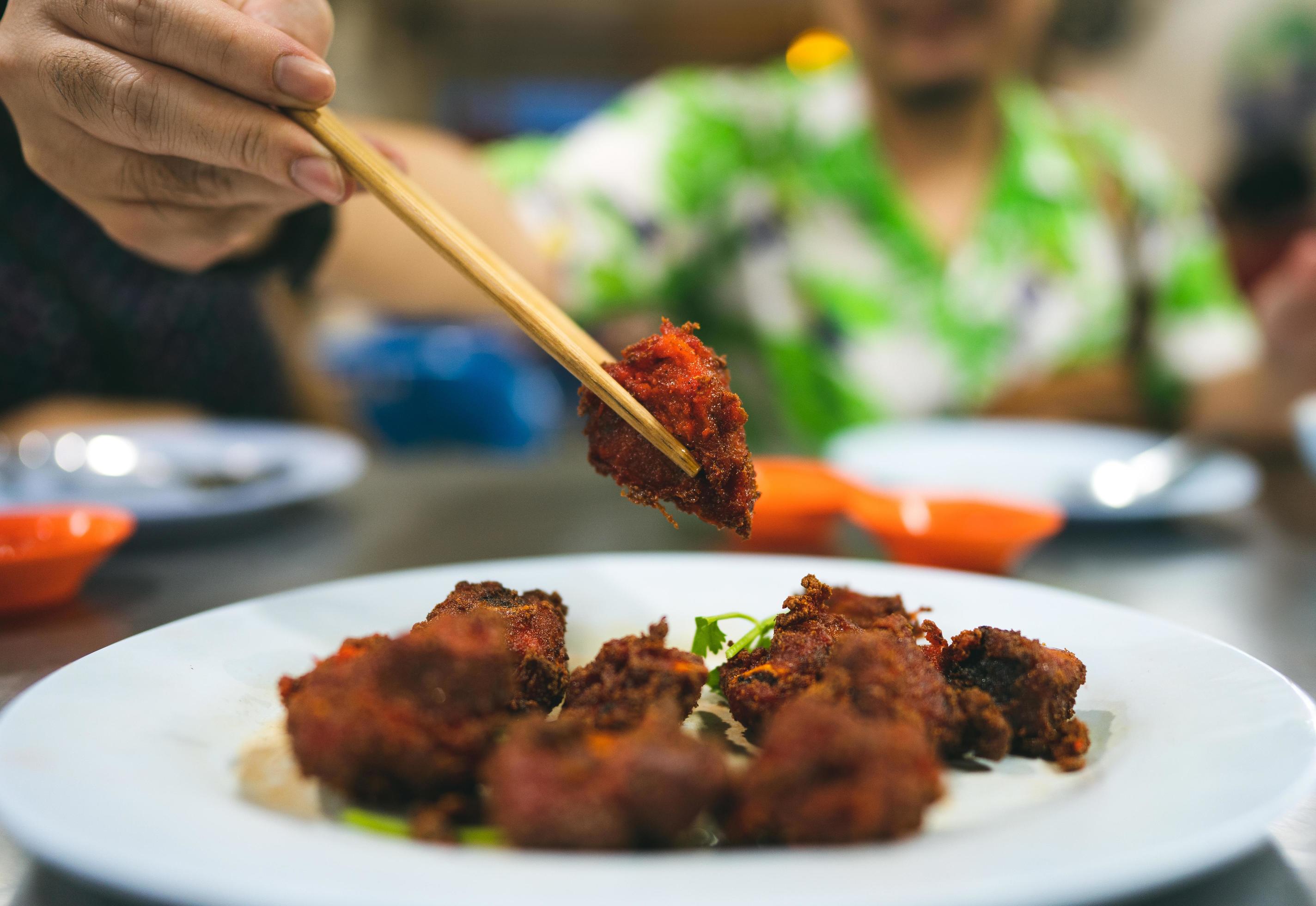 Fry spare rib asian local food at chinese restaurant Stock Free