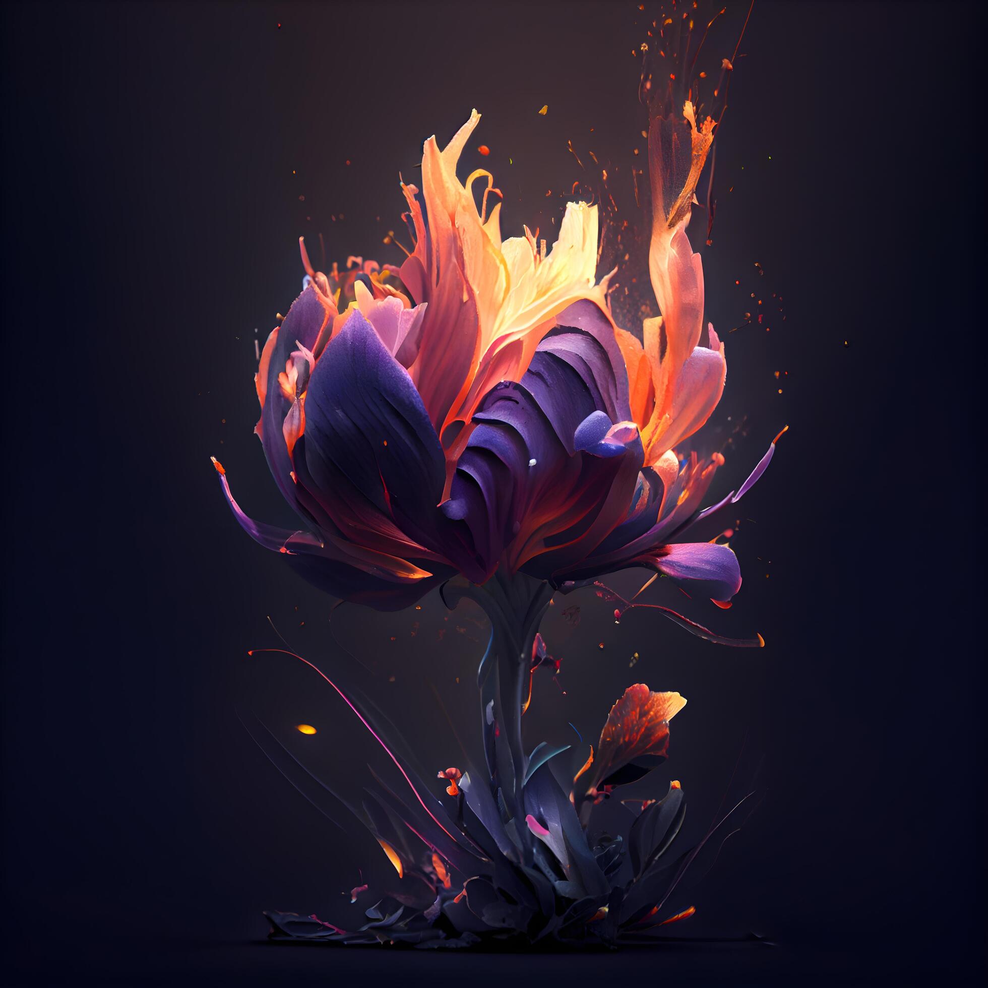 Abstract colorful flower on a dark background. illustration for your design, Image Stock Free