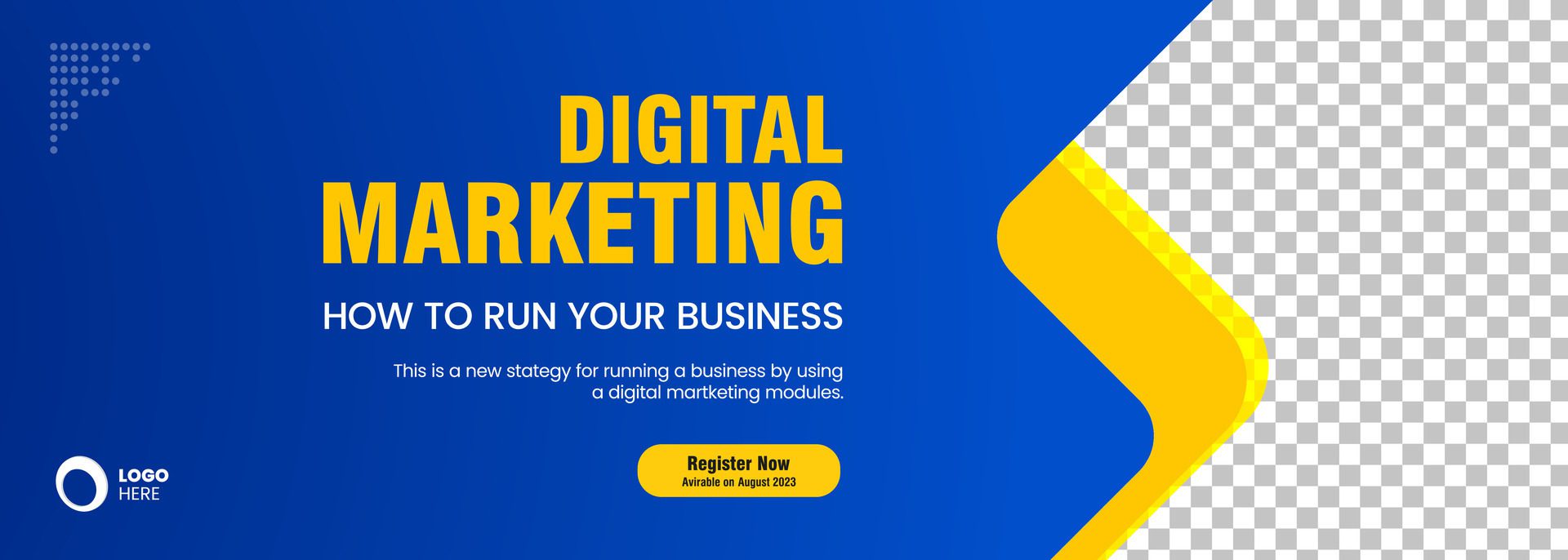 Yellow and Blue curve banner design for Digital Marketing concepts design, used in presentation banner Free Vector and Free SVG