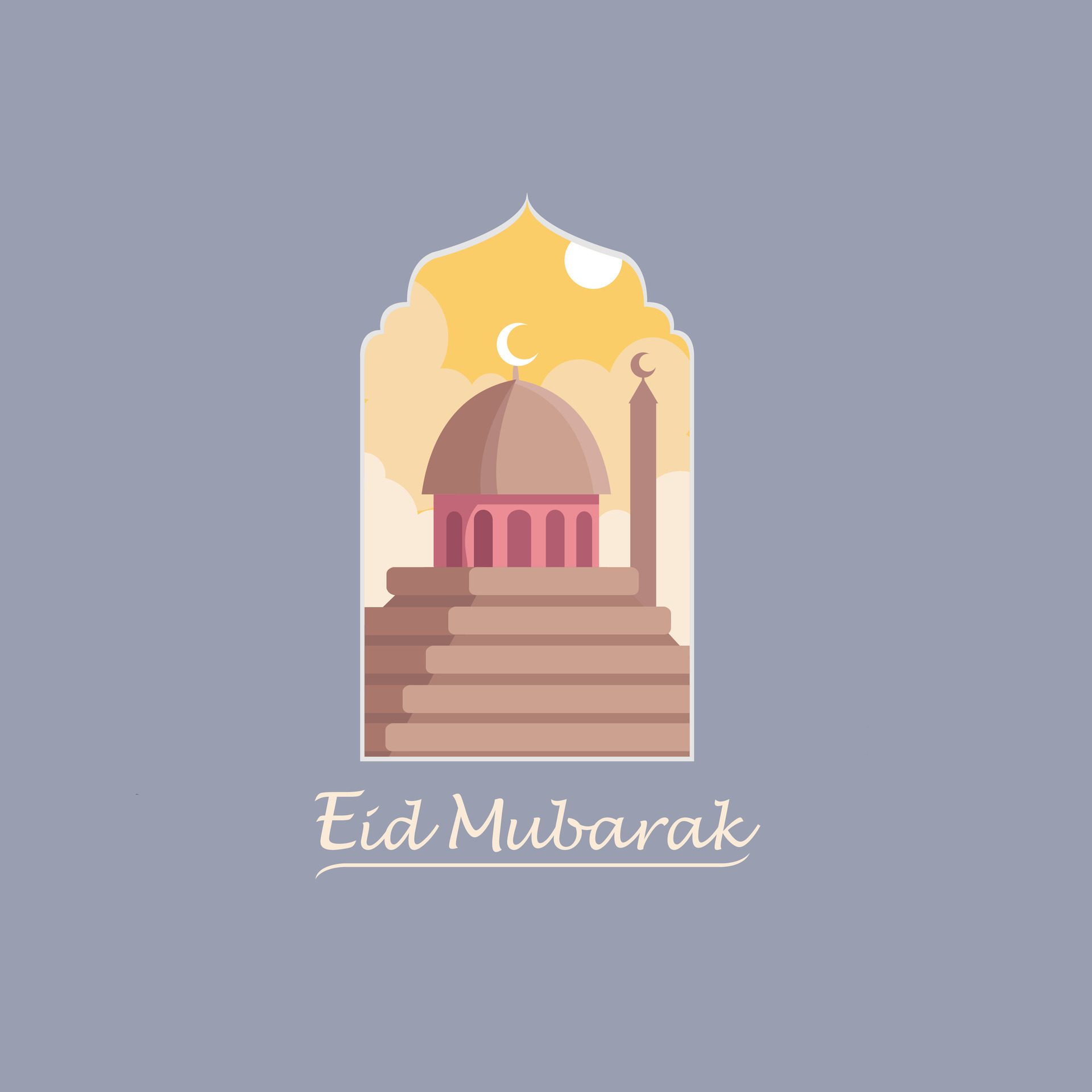 Happy Eid Mubarak vector set,it would be nice for greeting card, posters, and banners design Free Vector