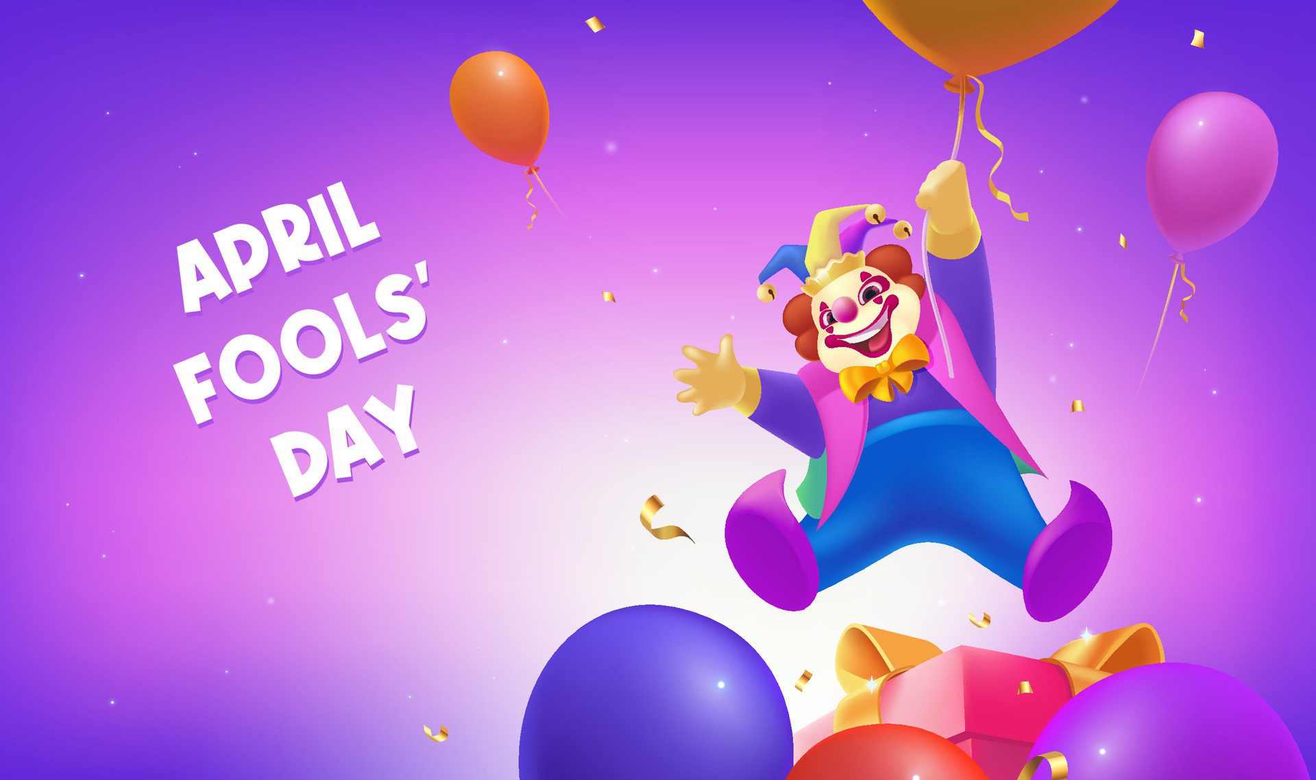 Vector hand painted April Fool’s Day celebration banner horizontal template Free Vector