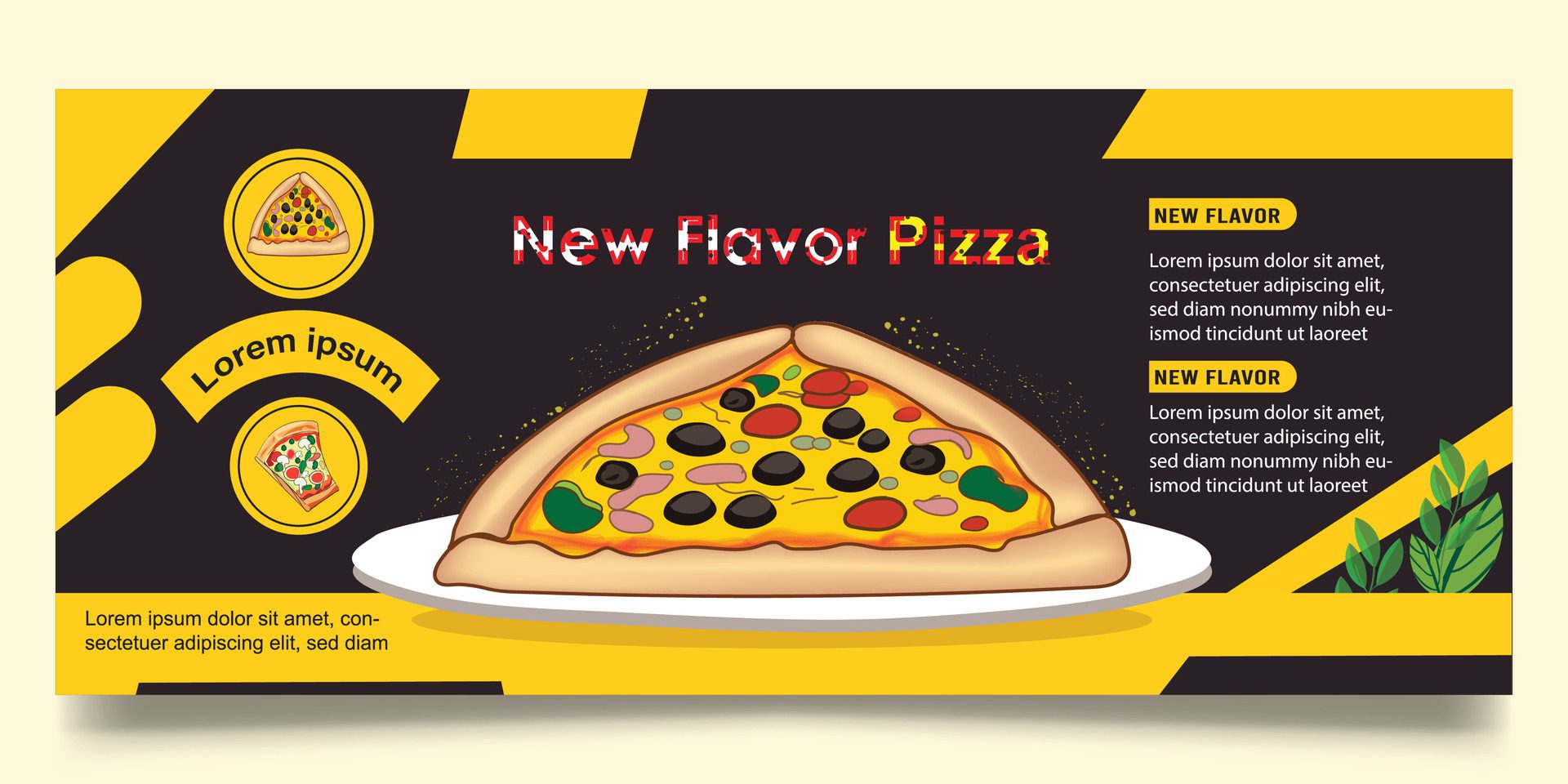 Pizza and fast food banner design Free Vector