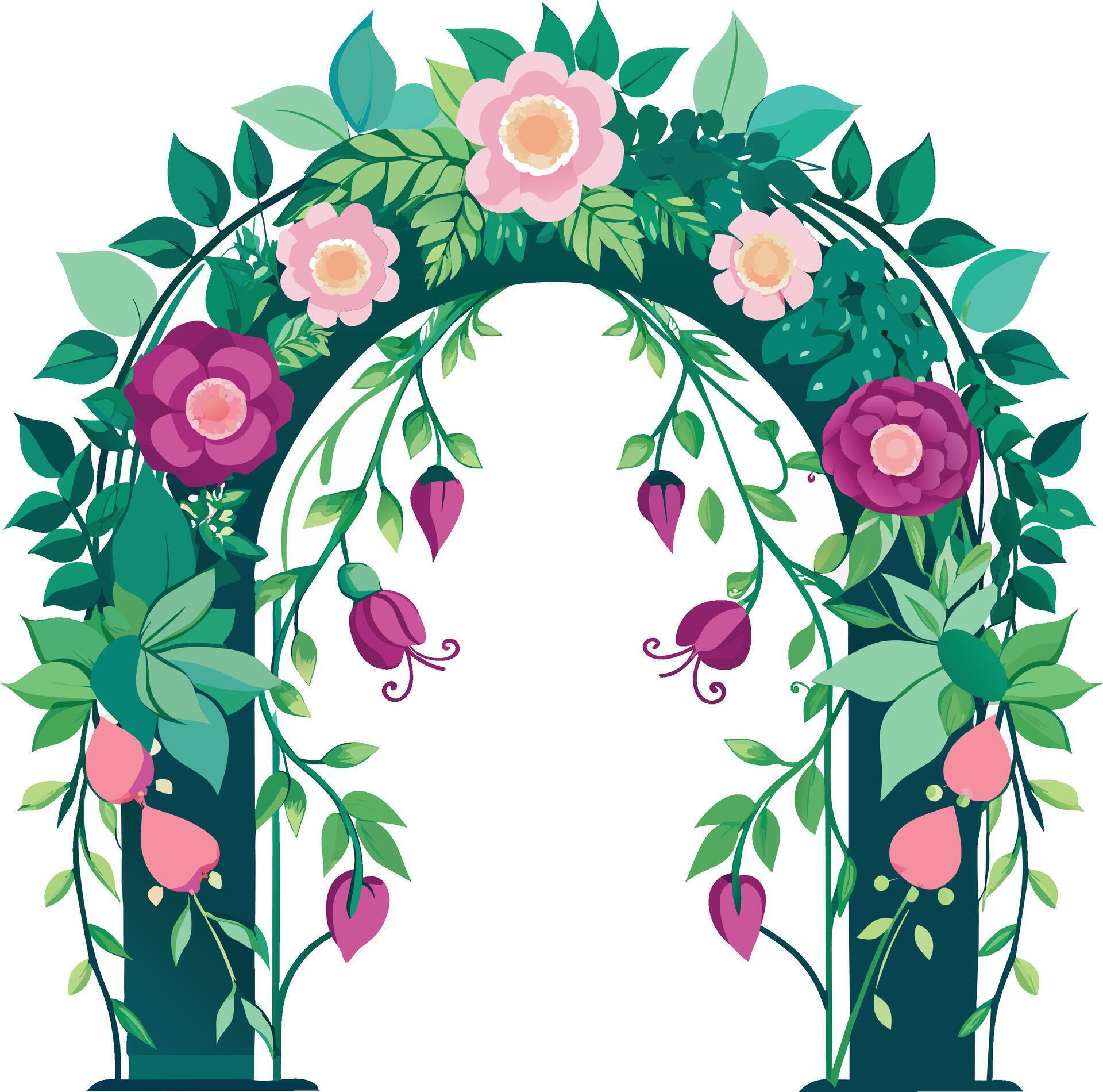 Beautiful wedding arch with flowers leaves and branches Decor for marriage ceremony Birthday party Stock Free