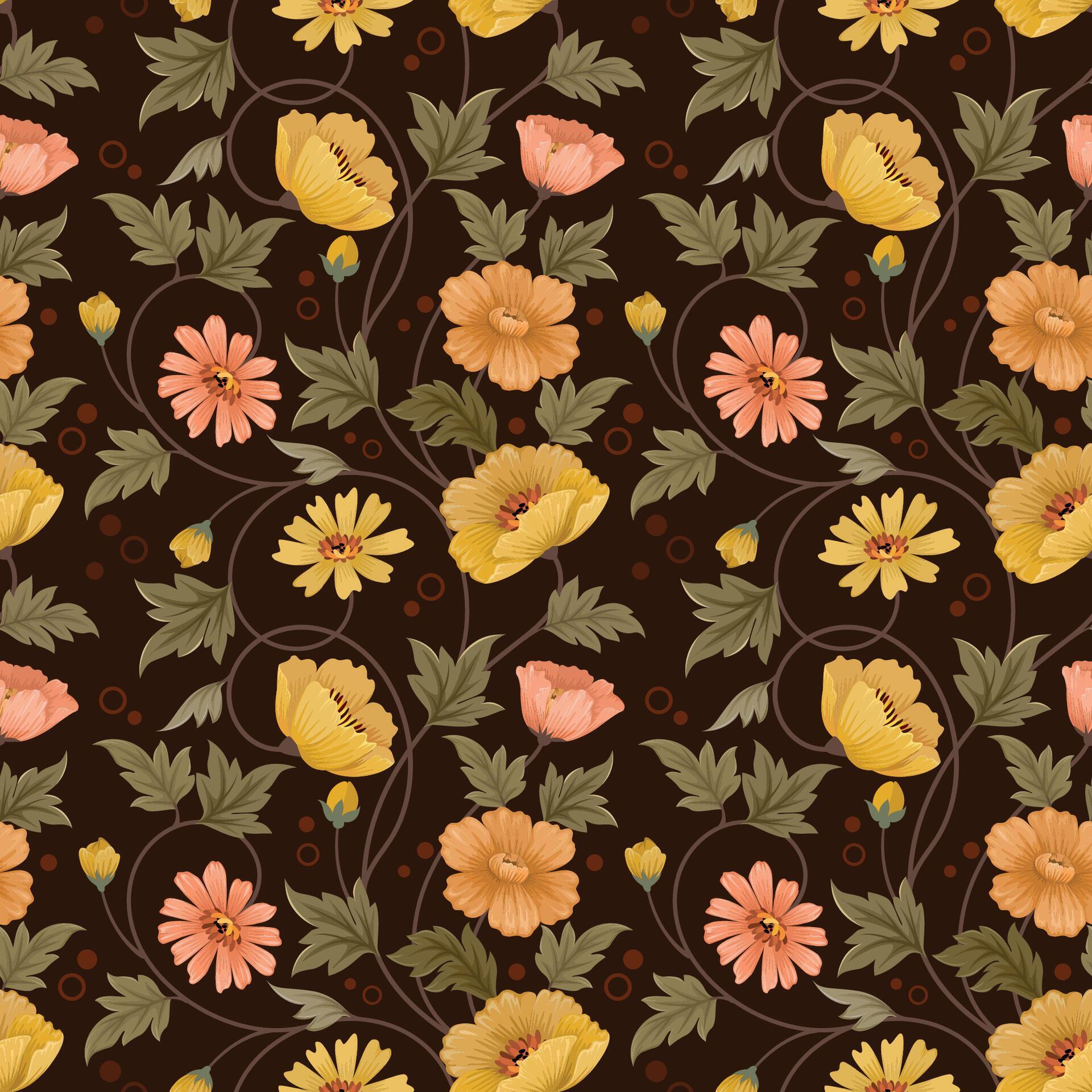 Monochrome yellow flowers on dark color background. Stock Free