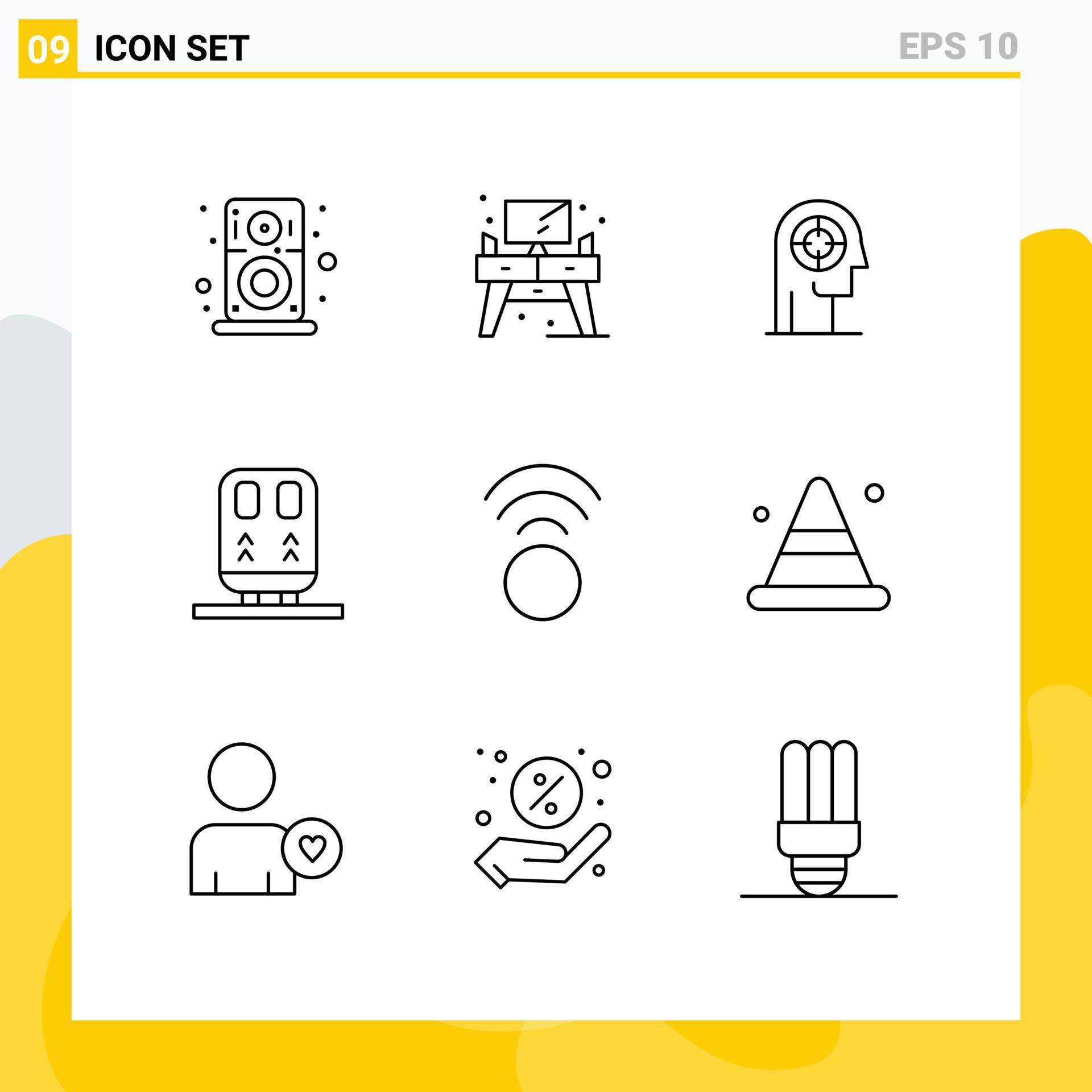 Universal Icon Symbols Group of 9 Modern Outlines of connection train arrow railway human Editable Vector Design Elements Stock Free