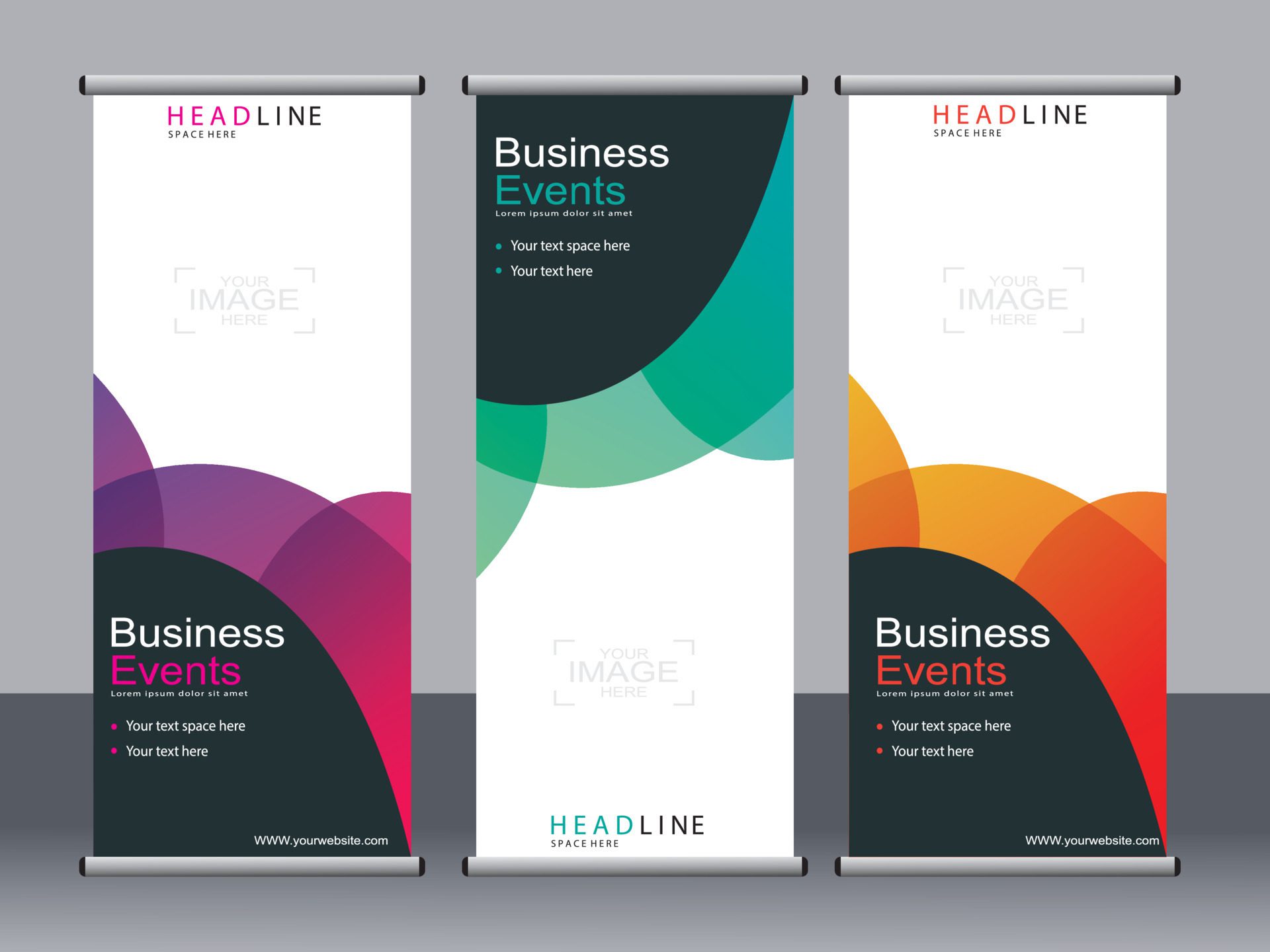 Business banner roll up set standee banner template. Free Vector