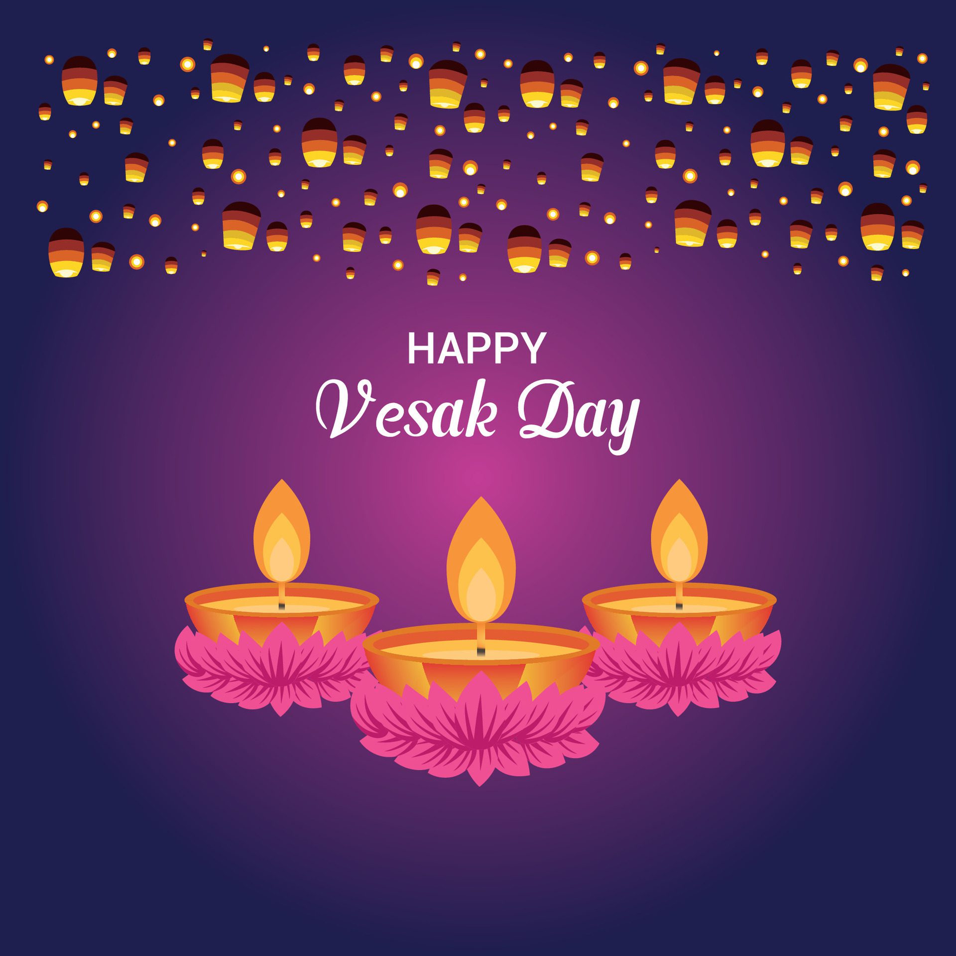 Flat vesak day illustration festival celebration and vesak day Banner Free Vector