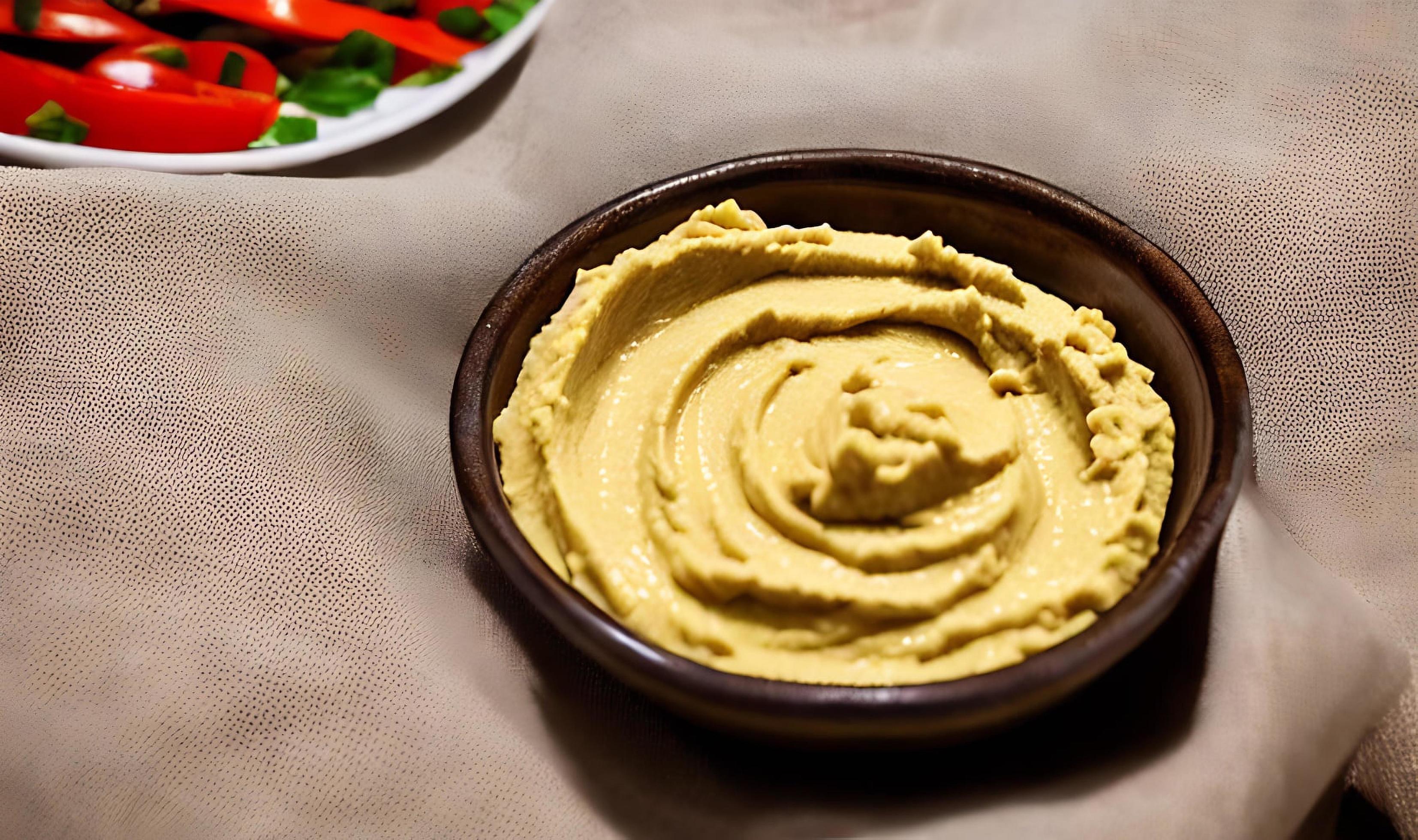 Healthy food. Traditional freshly made organic hummus. Stock Free