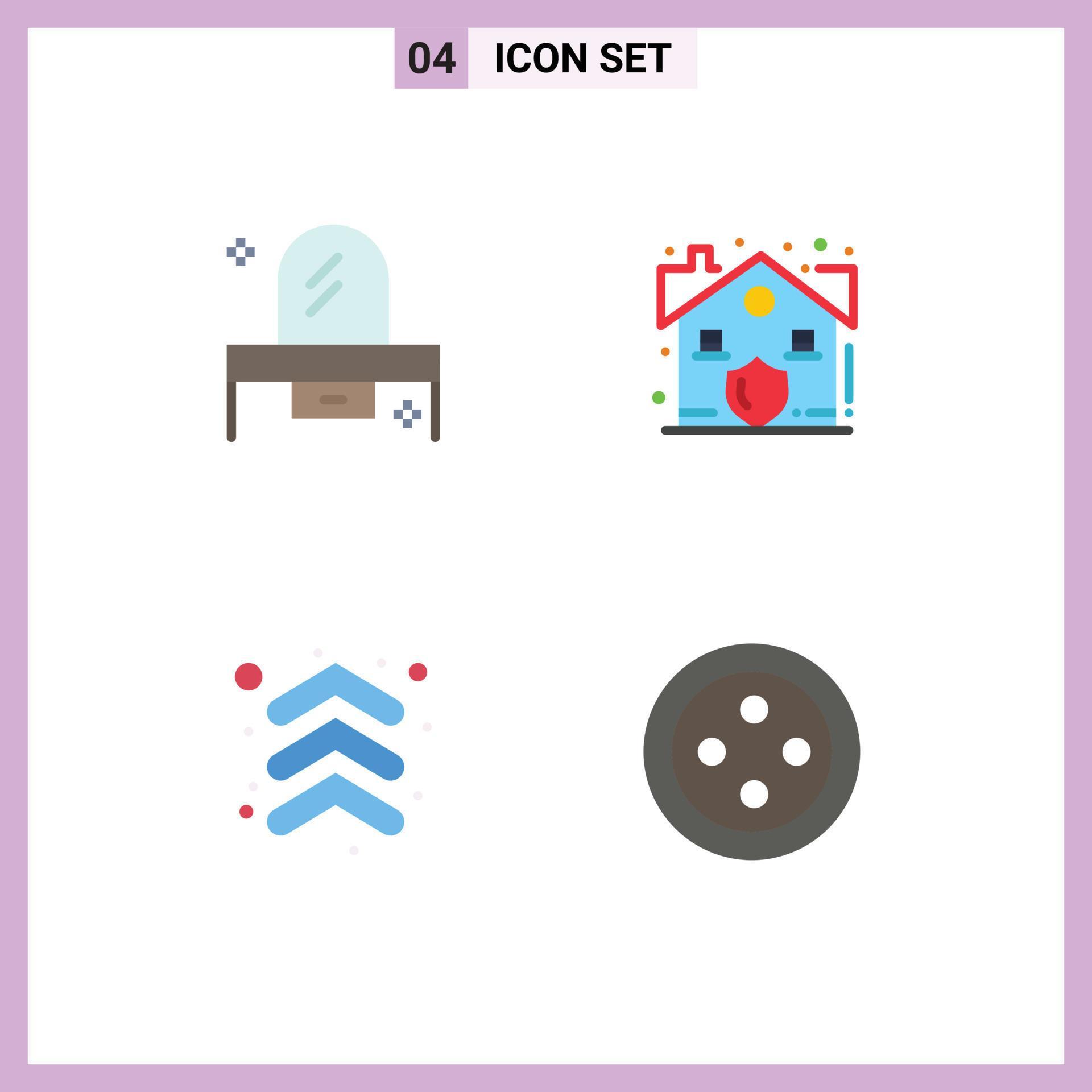 4 Flat Icon concept for Websites Mobile and Apps beauty arrow dresser house up Editable Vector Design Elements Stock Free