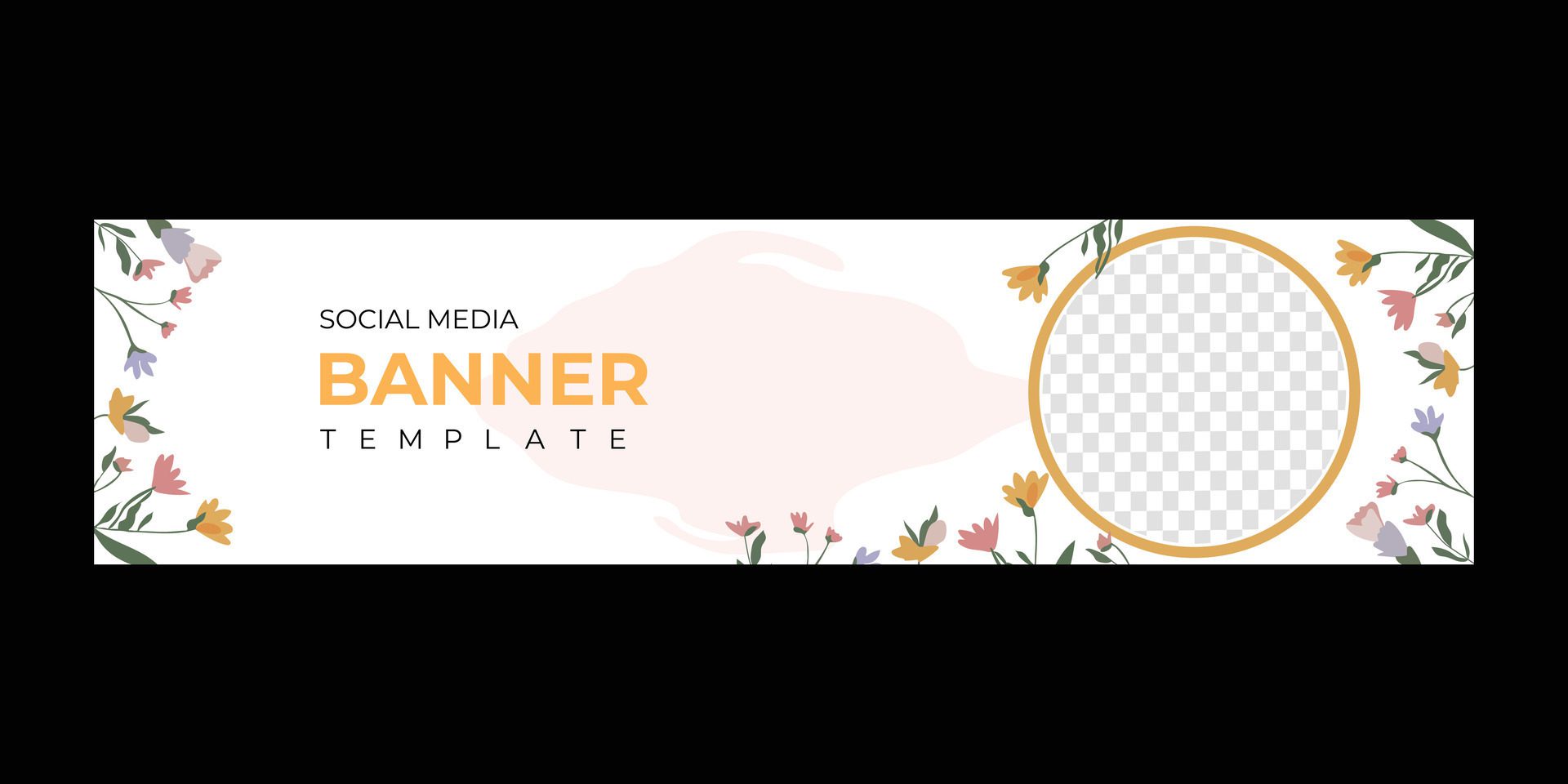 Social media cover banner design with blank image section Free Vector