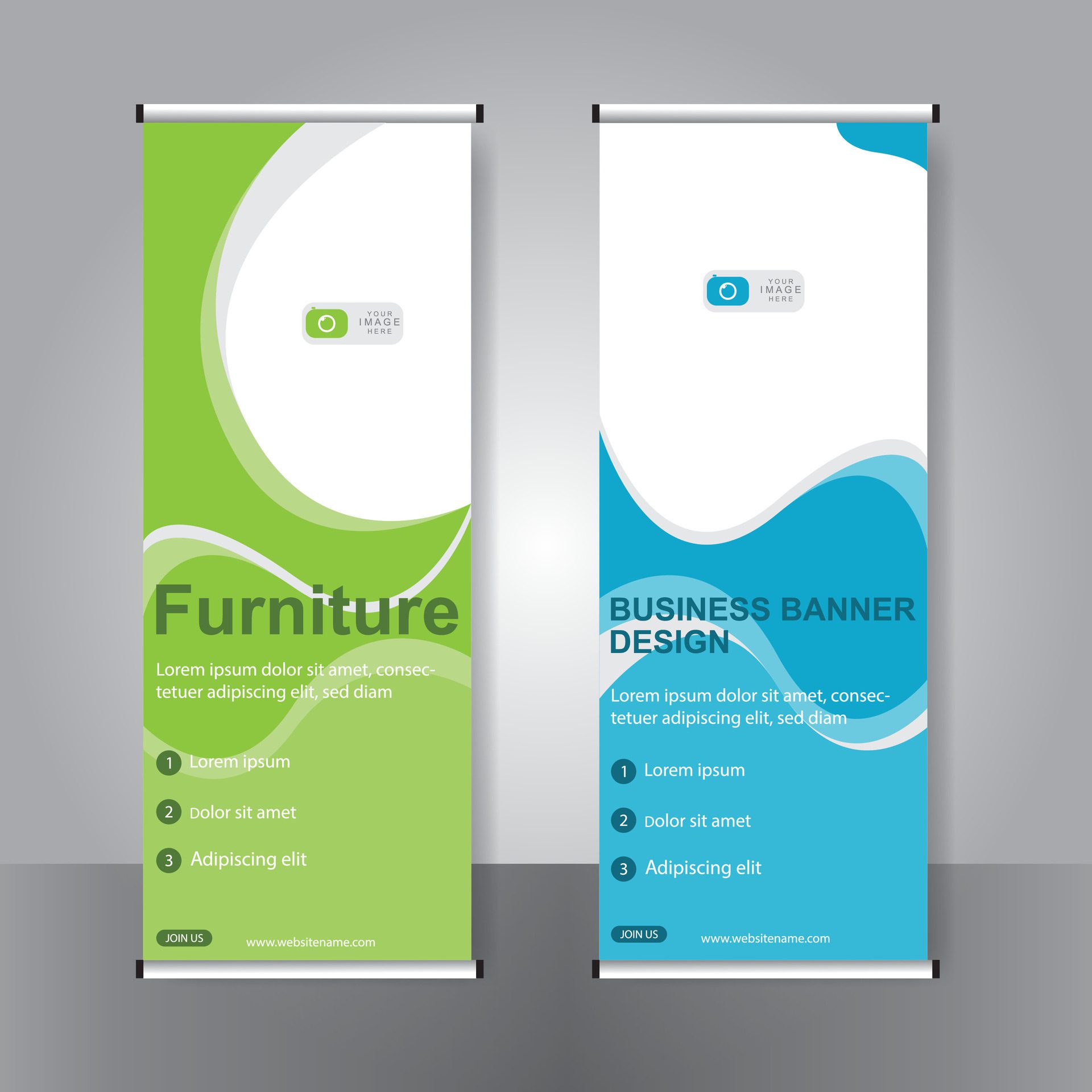 Business banner roll up set standee banner. modern banner. template. Free Vector