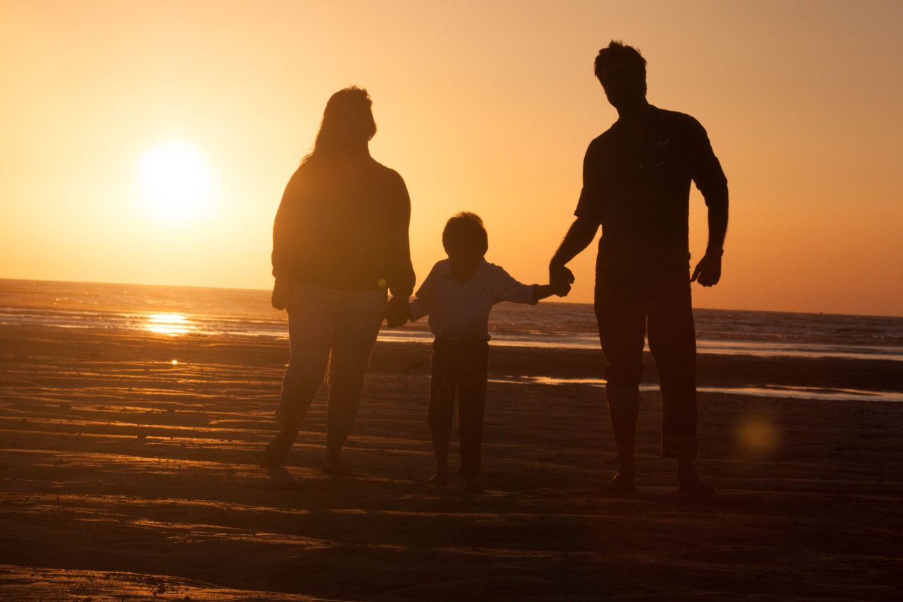 Happy Family Beach Sunset Stock Free