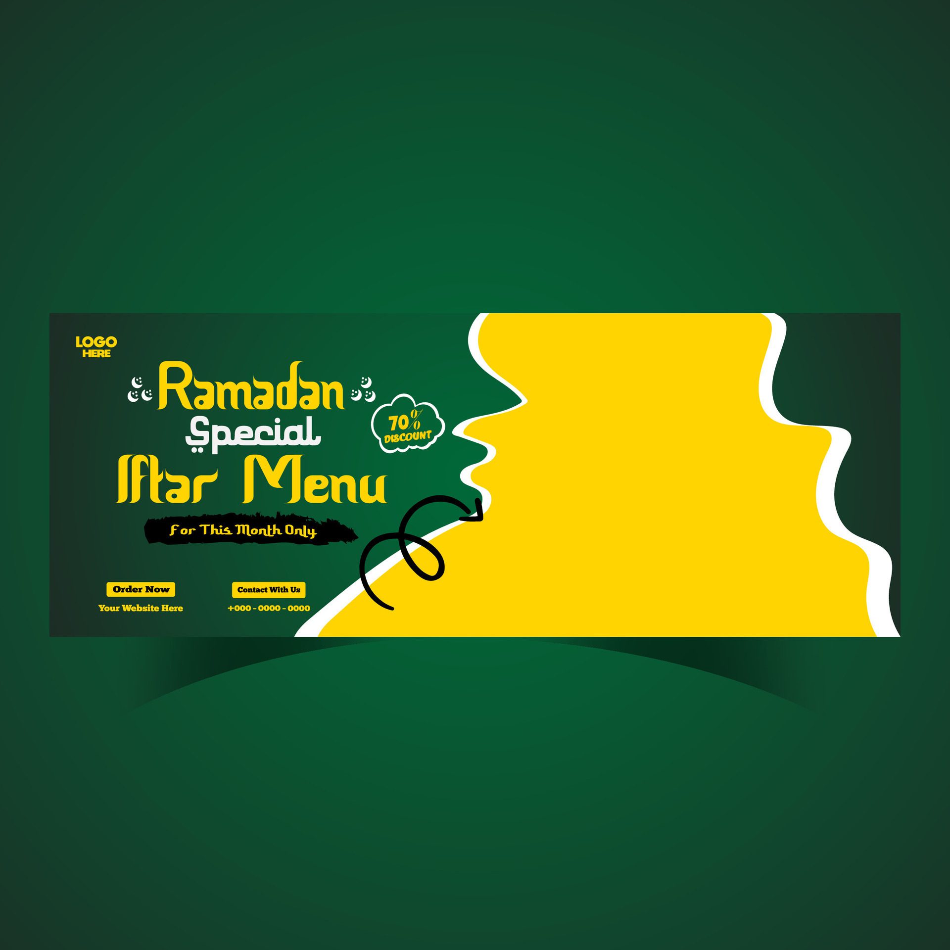 Ramadan food menu post design and social media banner template Free Vector