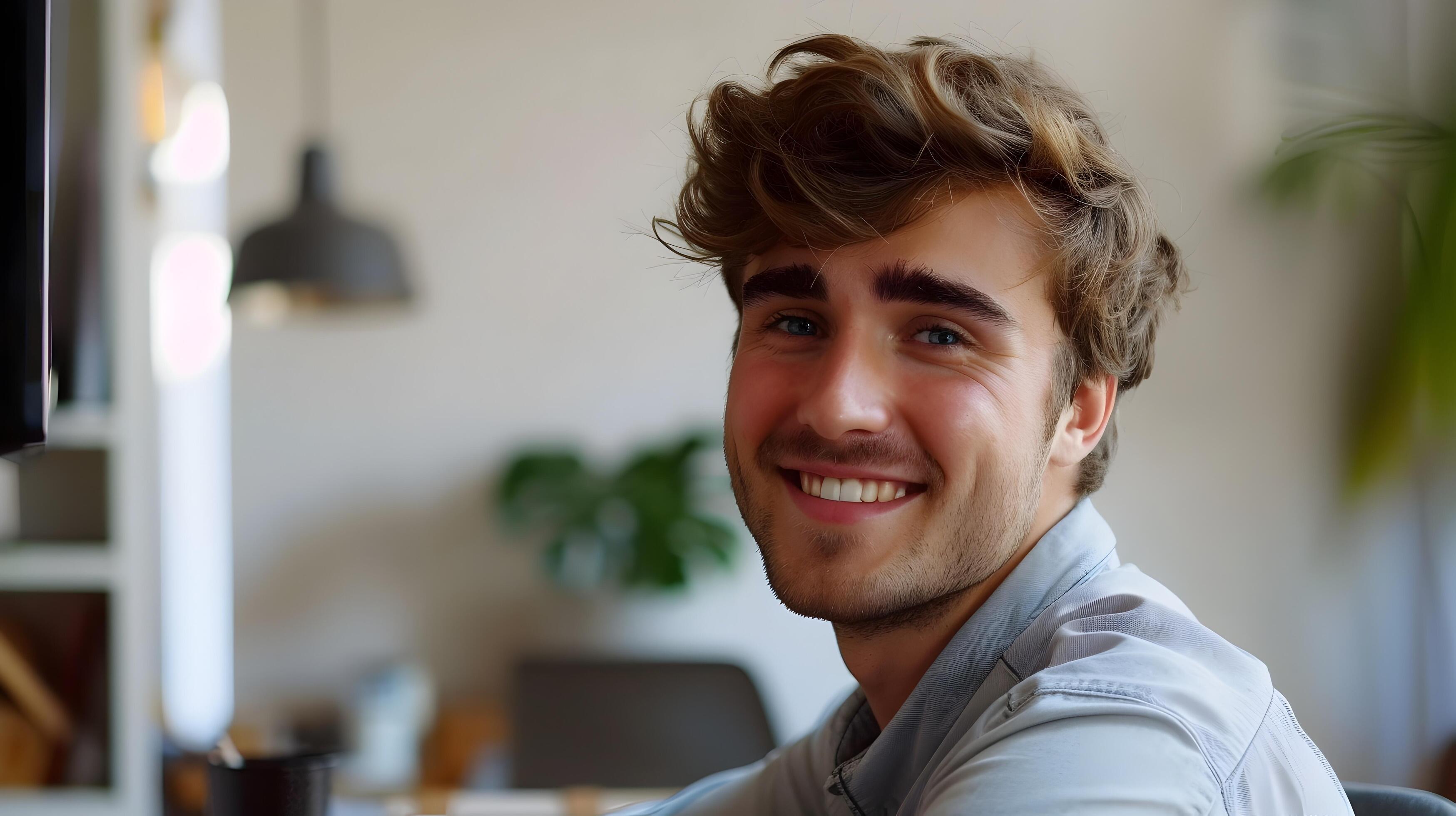 Confident and Optimistic Young Manager in Casual Office Attire Stock Free