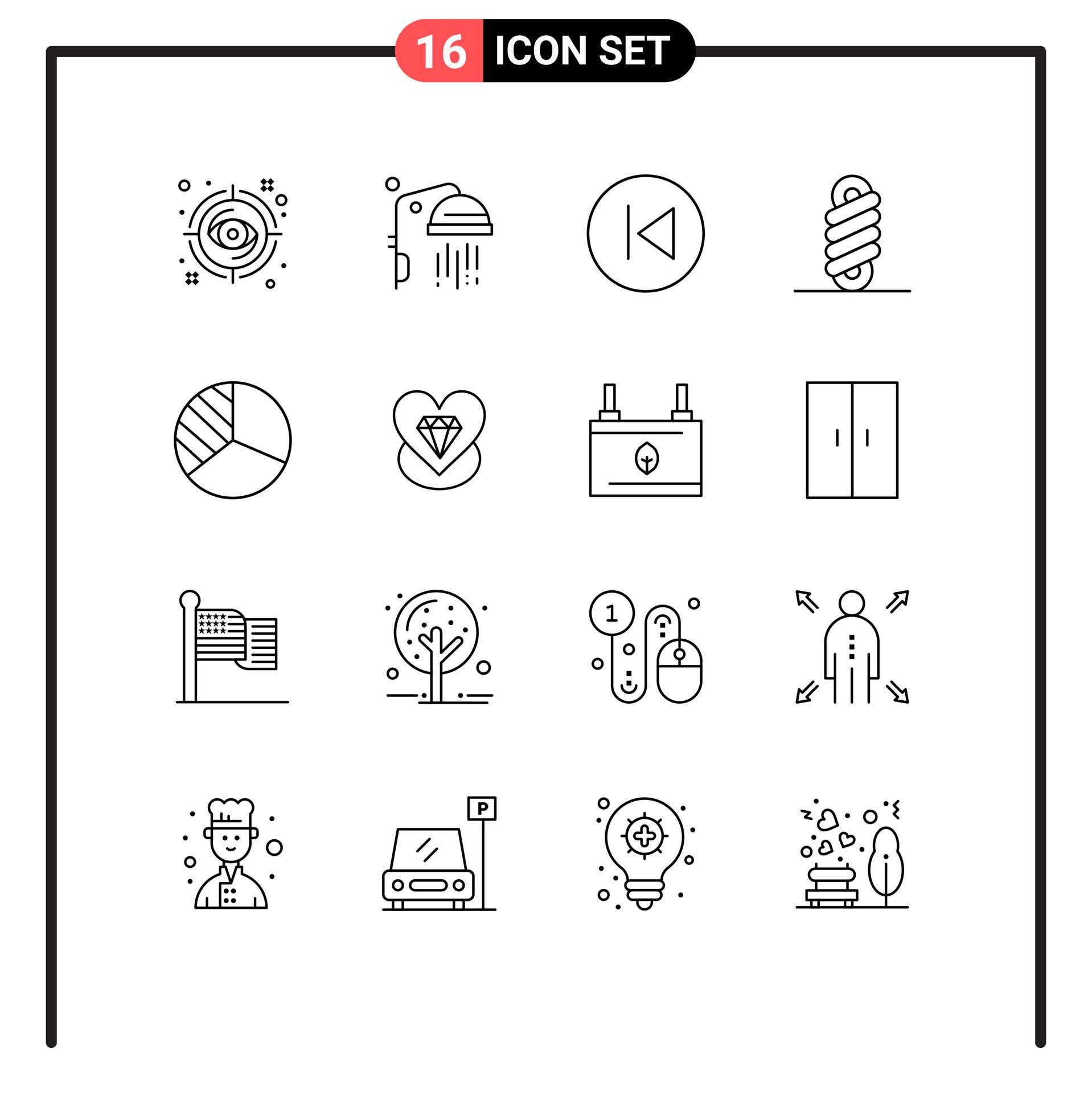 16 User Interface Outline Pack of modern Signs and Symbols of graph coil arrow spring music Editable Vector Design Elements Stock Free