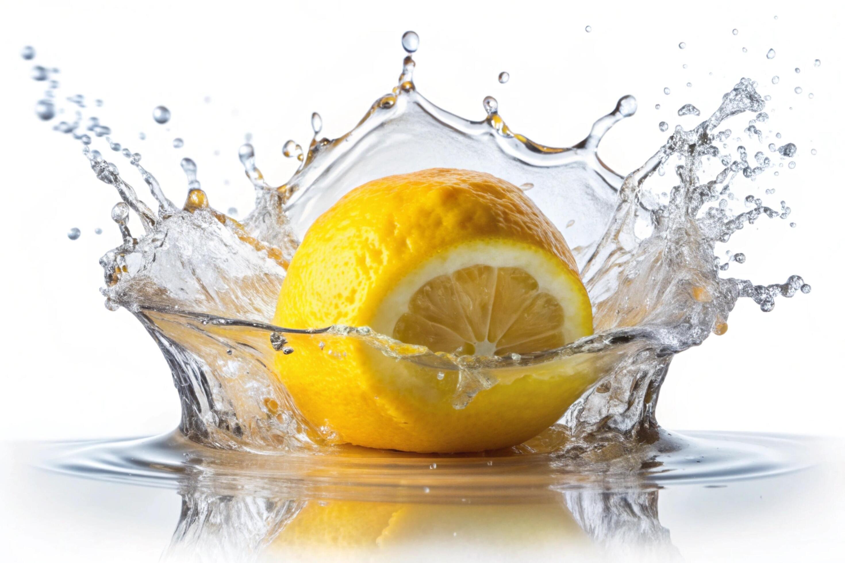 Lemon splashes on white background Stock Free