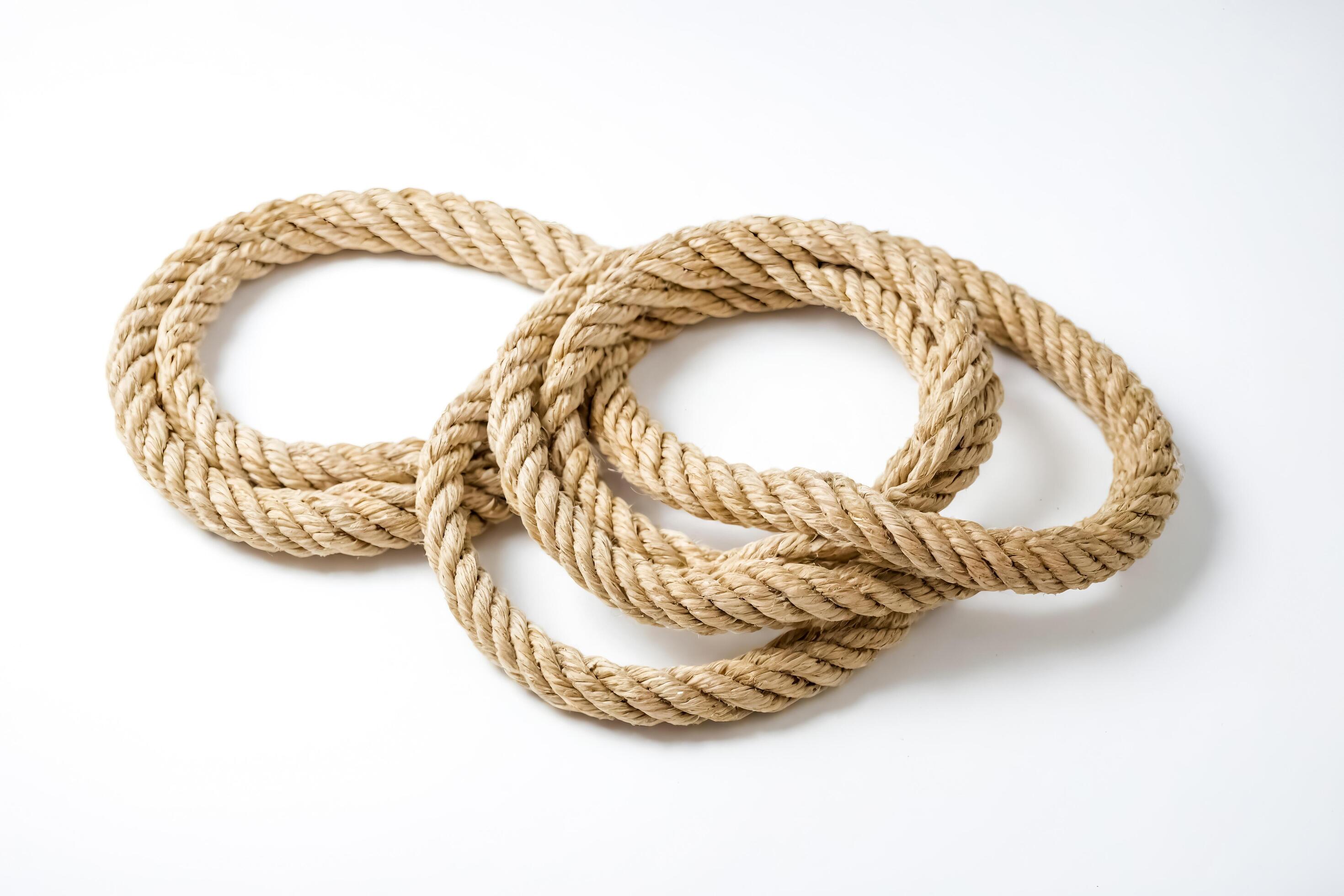 Close-up of thick rope on white background Stock Free